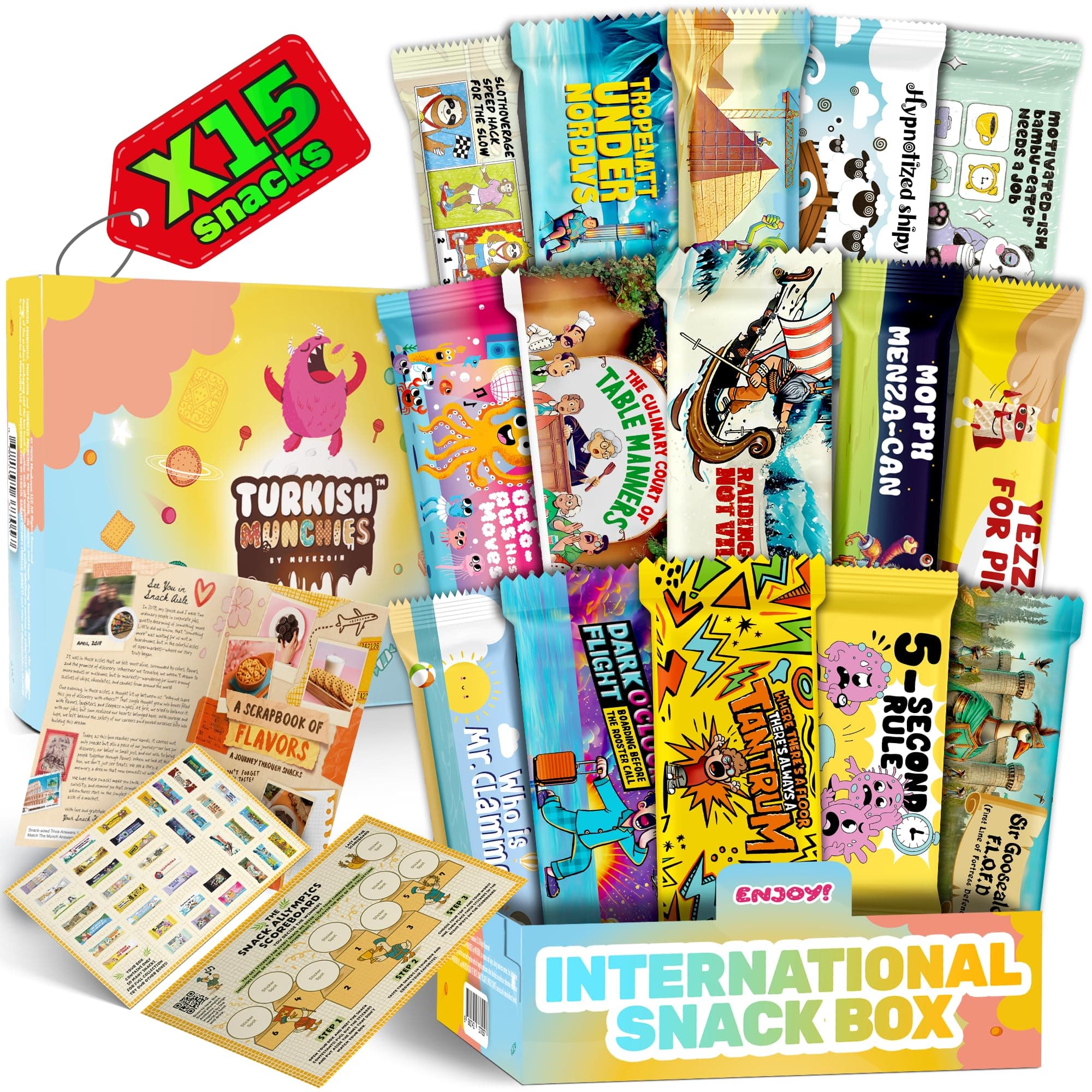 International Snack Box, Unique Experience with Universal Exotic Candies and Treats from around the World, Gift-Ready Foreign Foods in Packages Inspired by European, Japanese and Korean Cultures