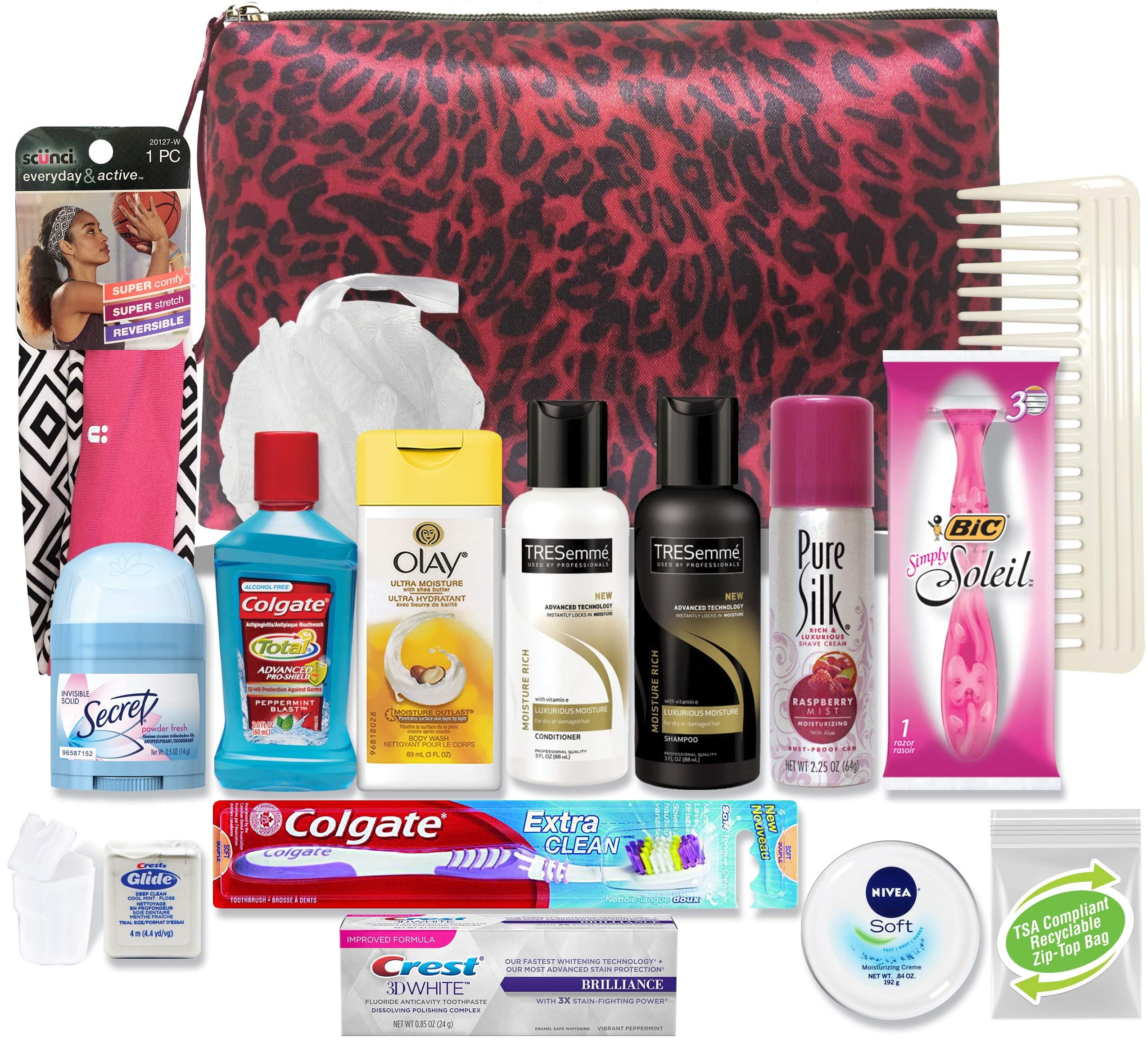 Convenience Kits Women's Premium 19-Piece Travel Kit, Featuring: Tresemme Hair Products