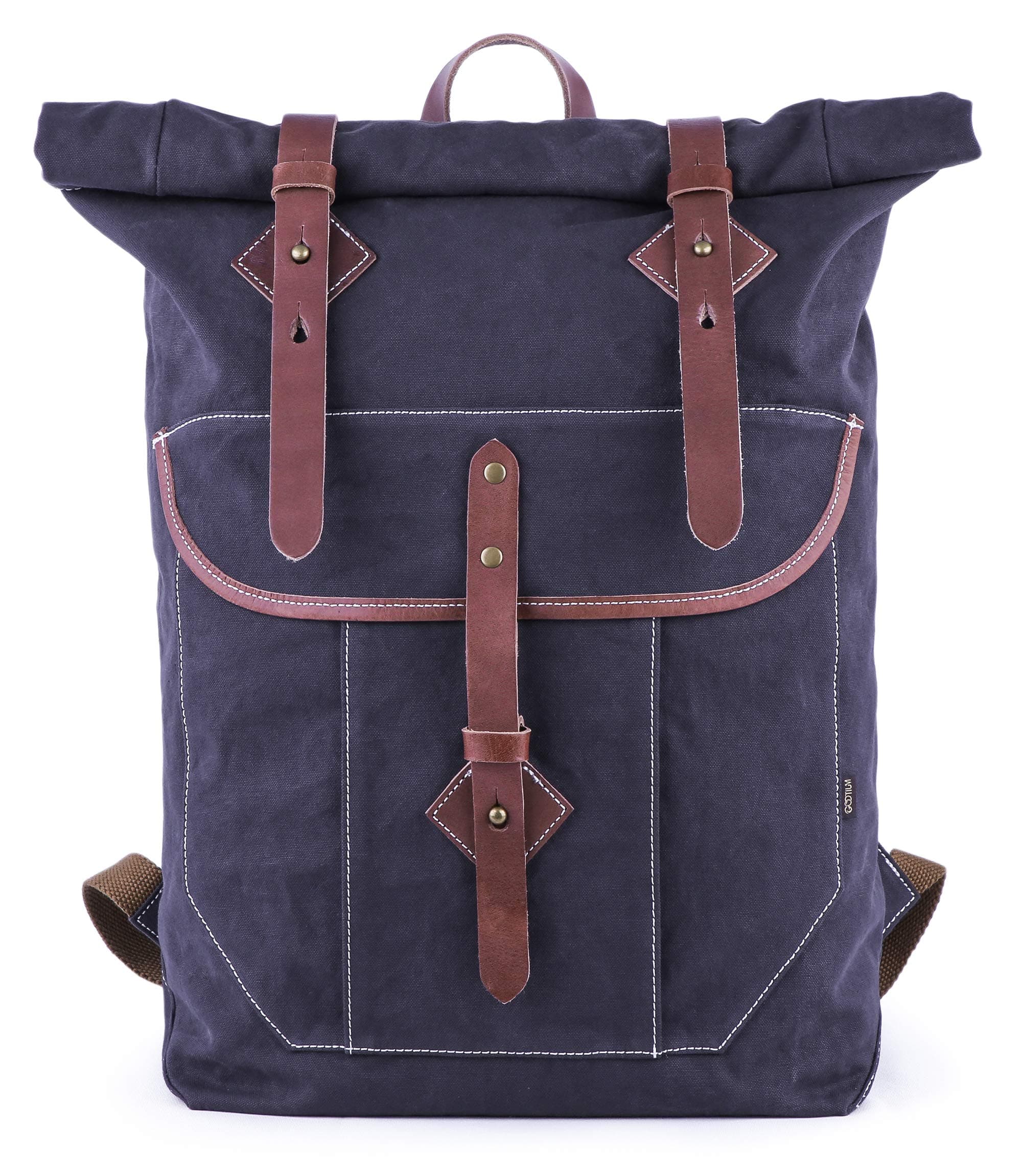 Gootium Roll-top Backpack - Canvas Outdoor Travel Rucksack, Darkish Blue