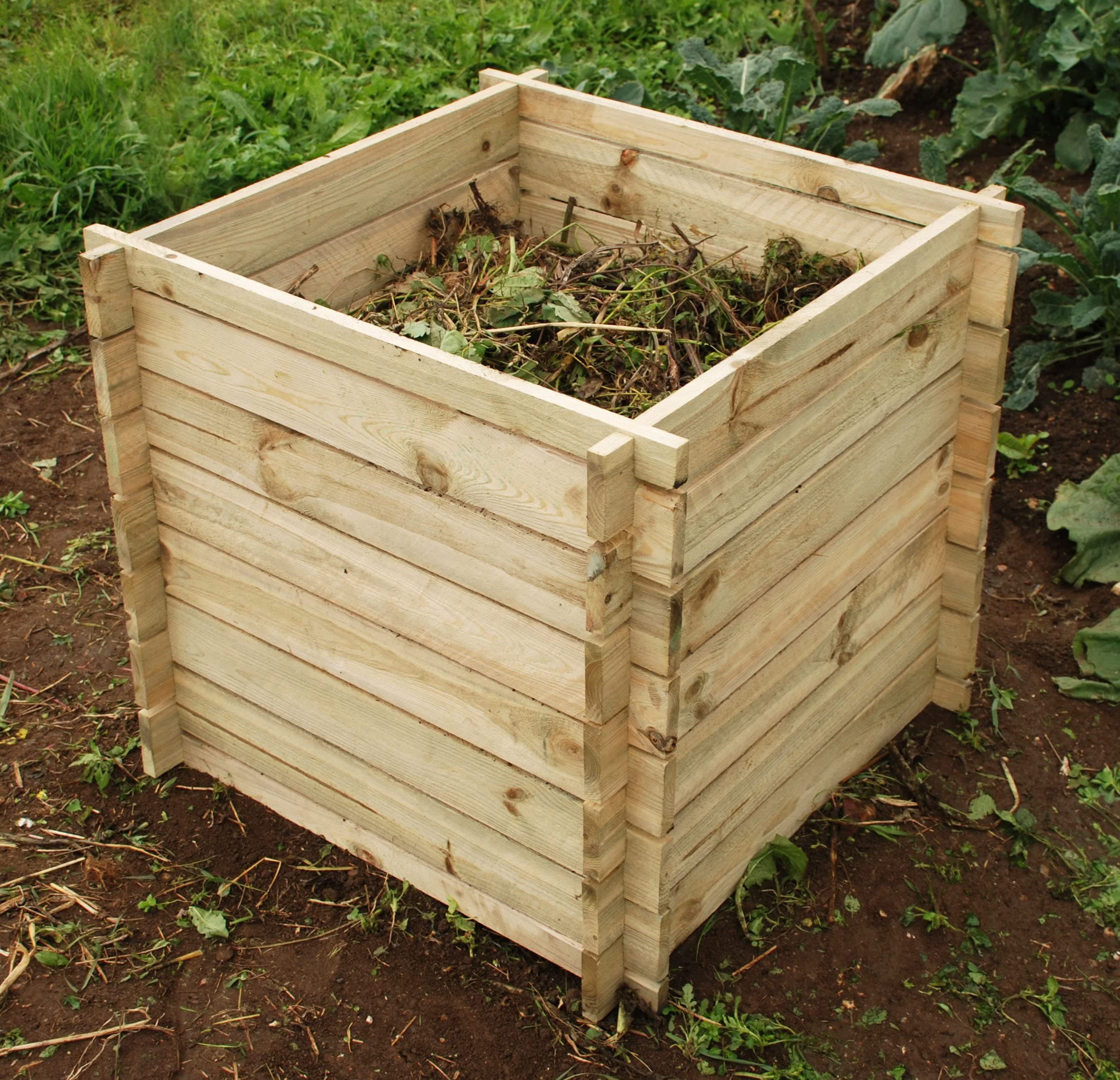 Primrose 373L Slatted Composter Wooden Pressure Treated Compost Bin 73cm x 73cm