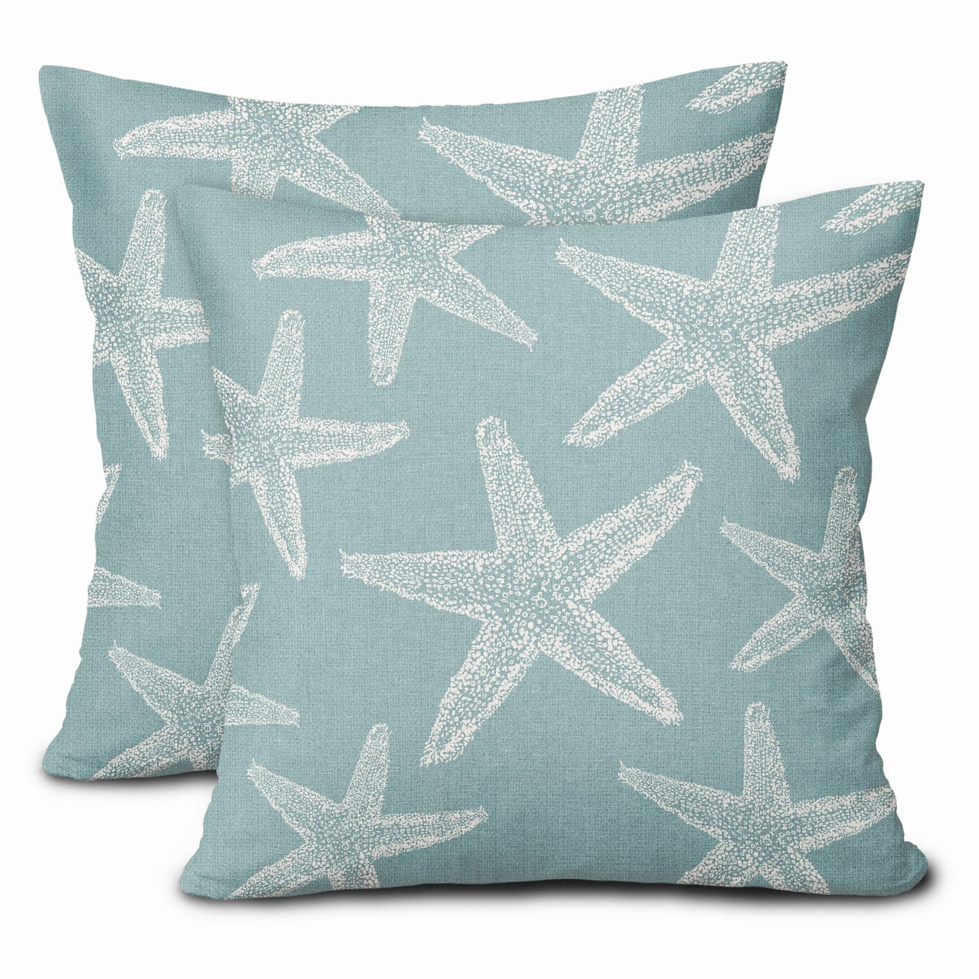 Kawani Seafoam Blue Starfish Ocean Pillow Covers 18X18 Inch Summer Nautical Coastal Beach Decorative Pillow Cases Set of 2 Cotton Linen Throw Pillows Seasonal Home Decor For Sofa Couch Cushion Outdoor