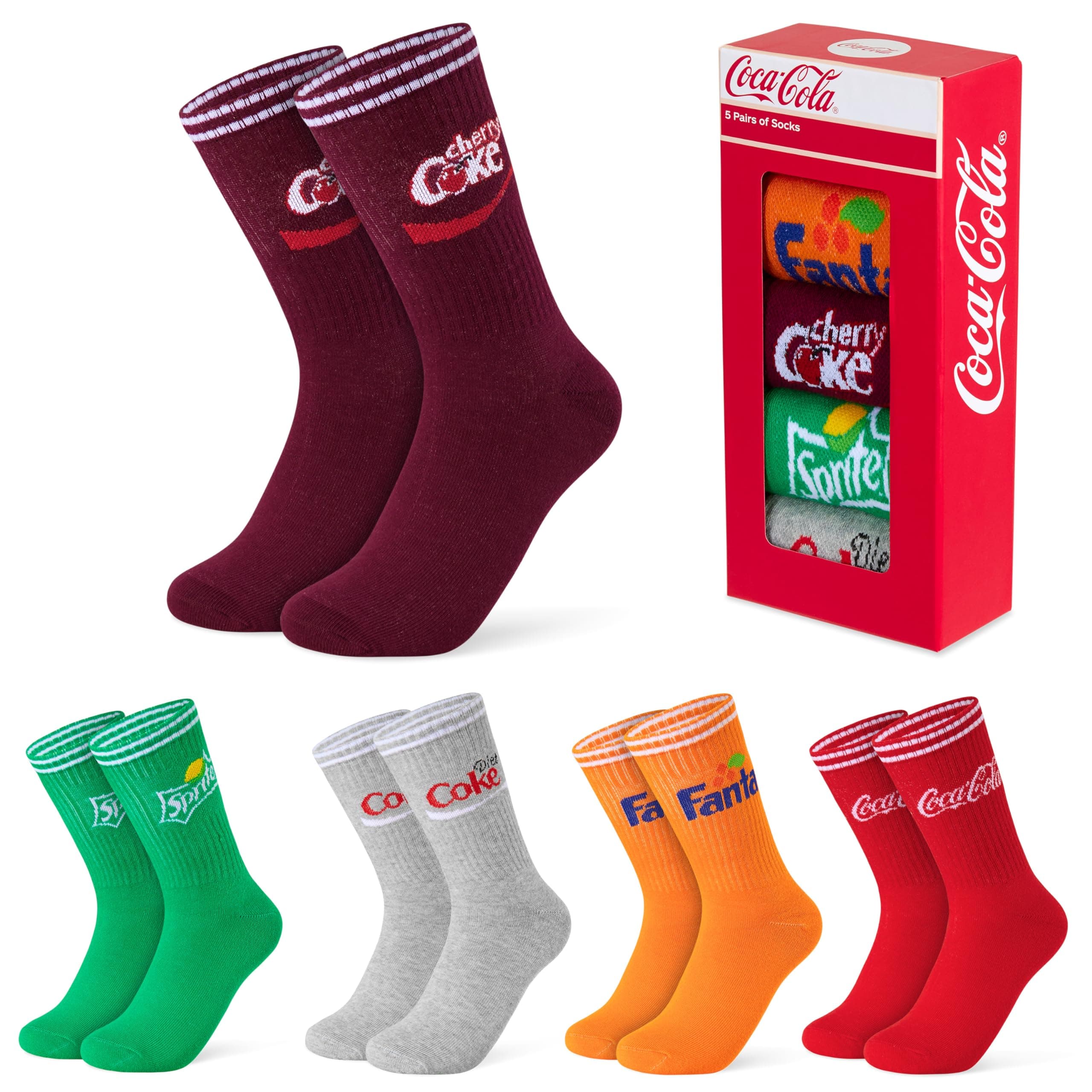 Socks Women Teenagers Funny Socks Diet Coke Fanta Sprite Soft Breathable Calf Length for Leisure Sports Work Gym Gifts for Women