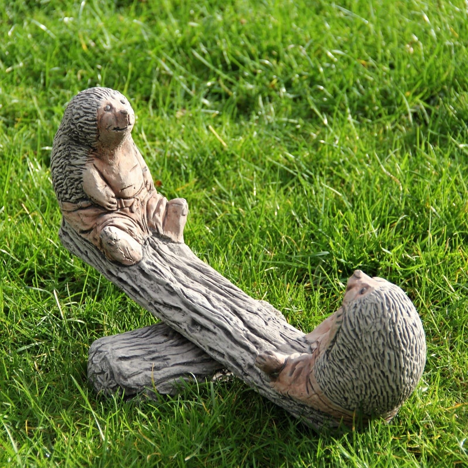 Hedgehog on See Saw Garden Ornament Animal Stone Cast Statue Funny Decor Gift