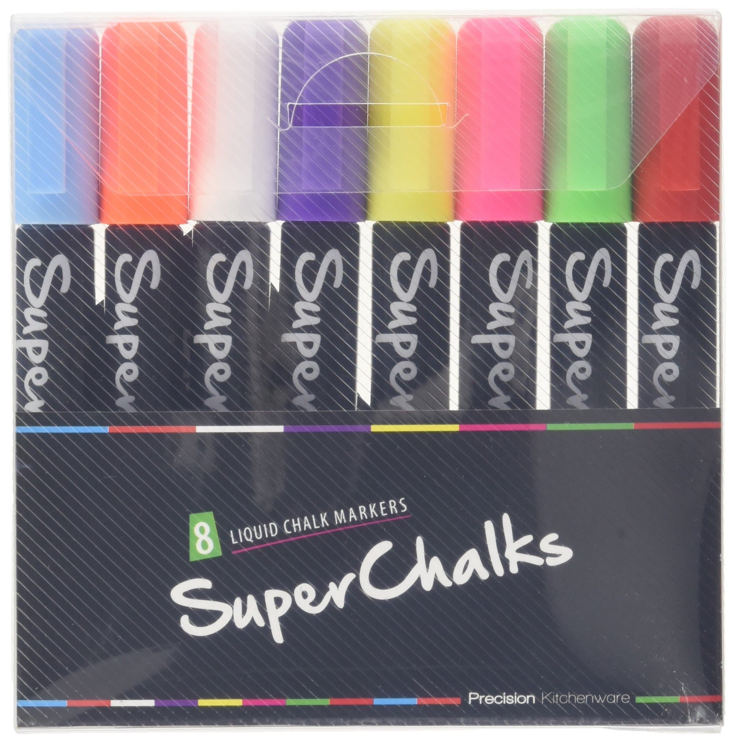 Color Liquid Chalk Marker Pens 8-pack - 4mm Reversible Tip - ONLY SUITABLE FOR NON POROUS SURFACES