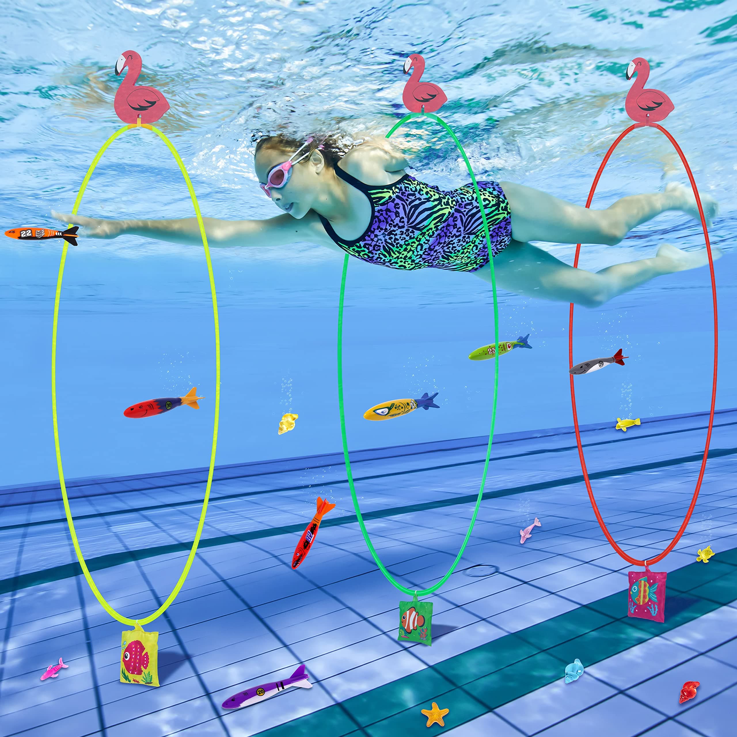 90shine Pool Toys Kids: Swimming Diving Rings for Underwater Water Games Ages 8-12 4-8 Adults