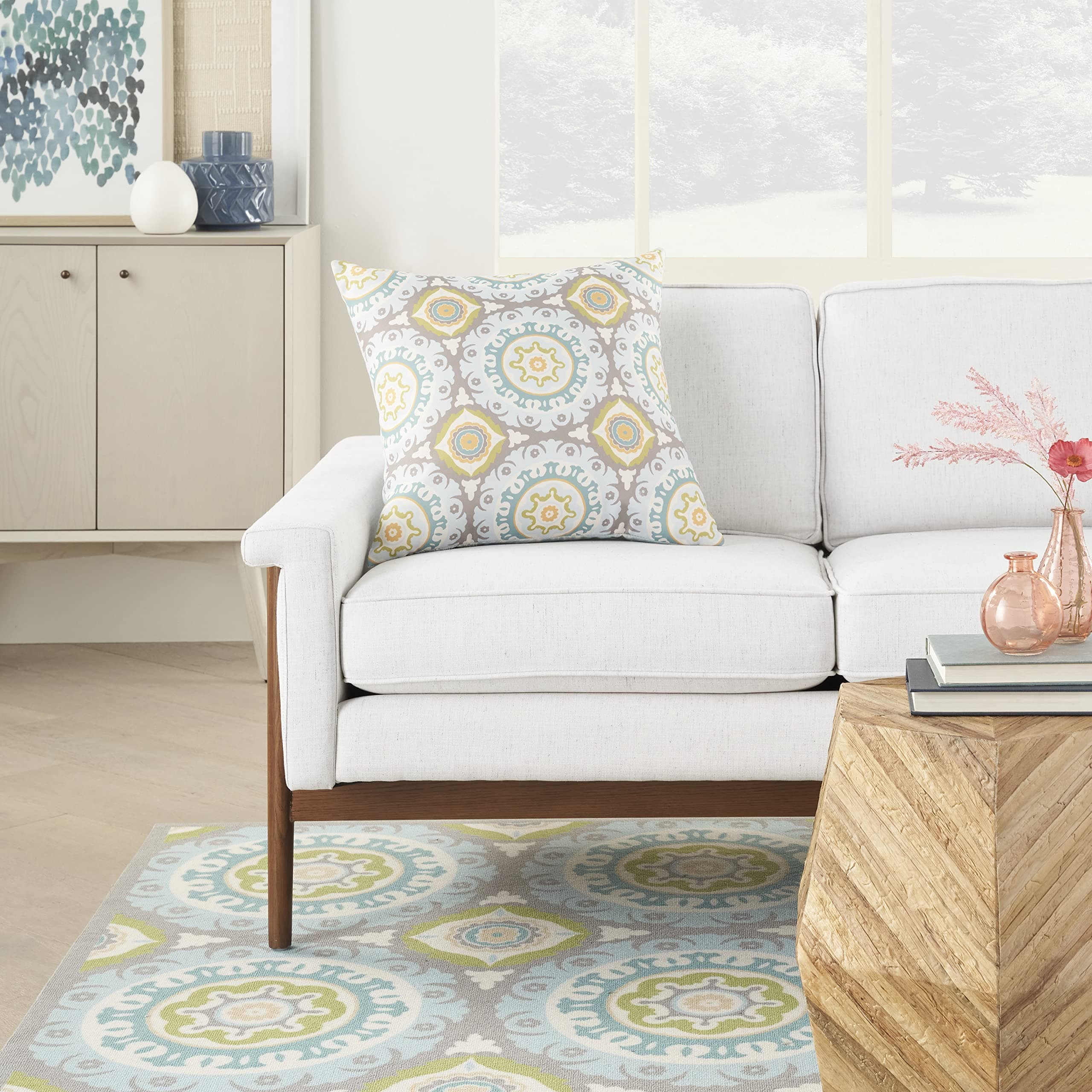 Waverly Pillows Solar Flair Washable Indoor/Outdoor Jade 20" x 20" Throw Pillow