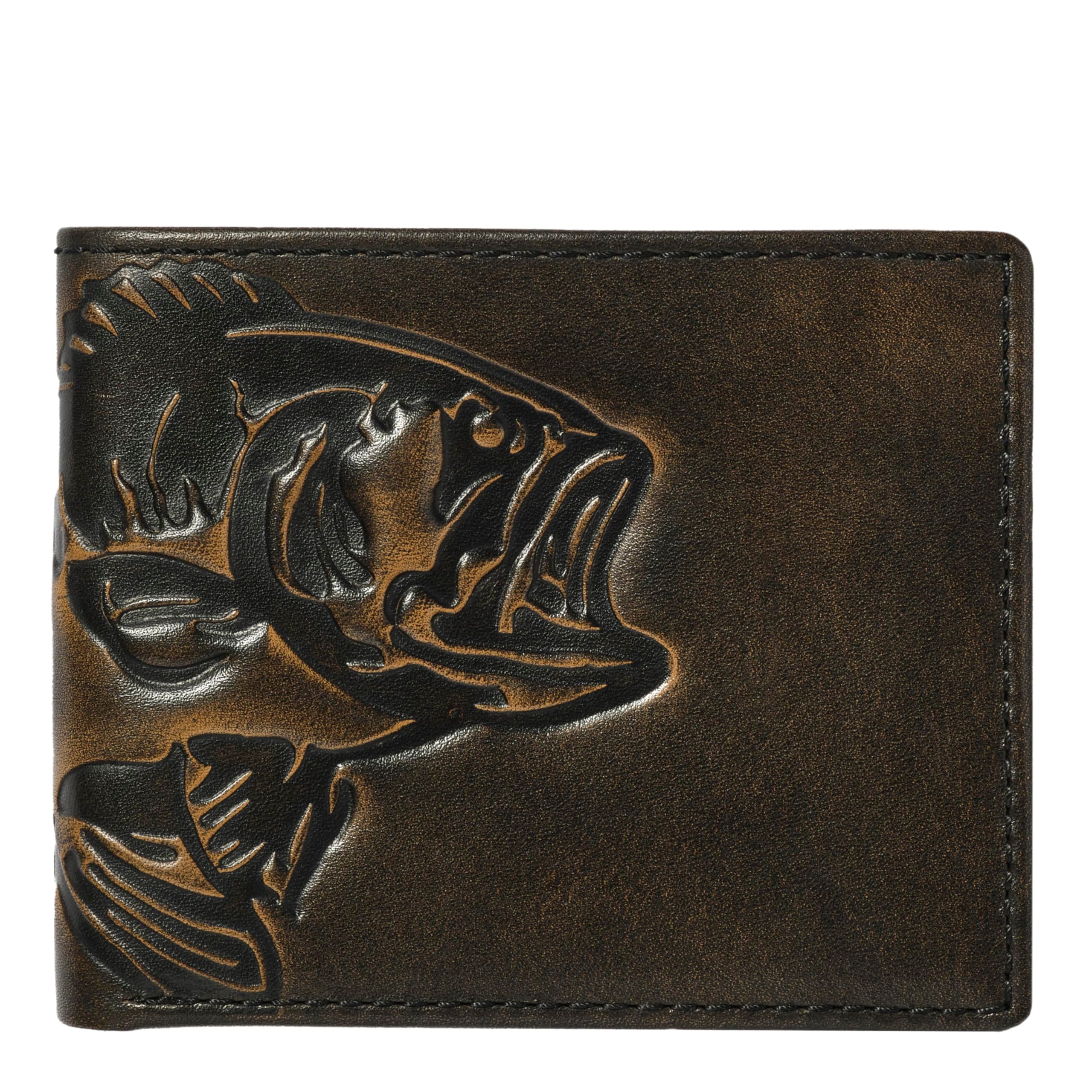 House of Jack Co. Bifold Wallet For Men | Outdoor Sportsman Mens Wallet | Hand Burnished Full Grain Leather | Slim Wallet | Hunter Gift, Black, 4.25" x 3.5"