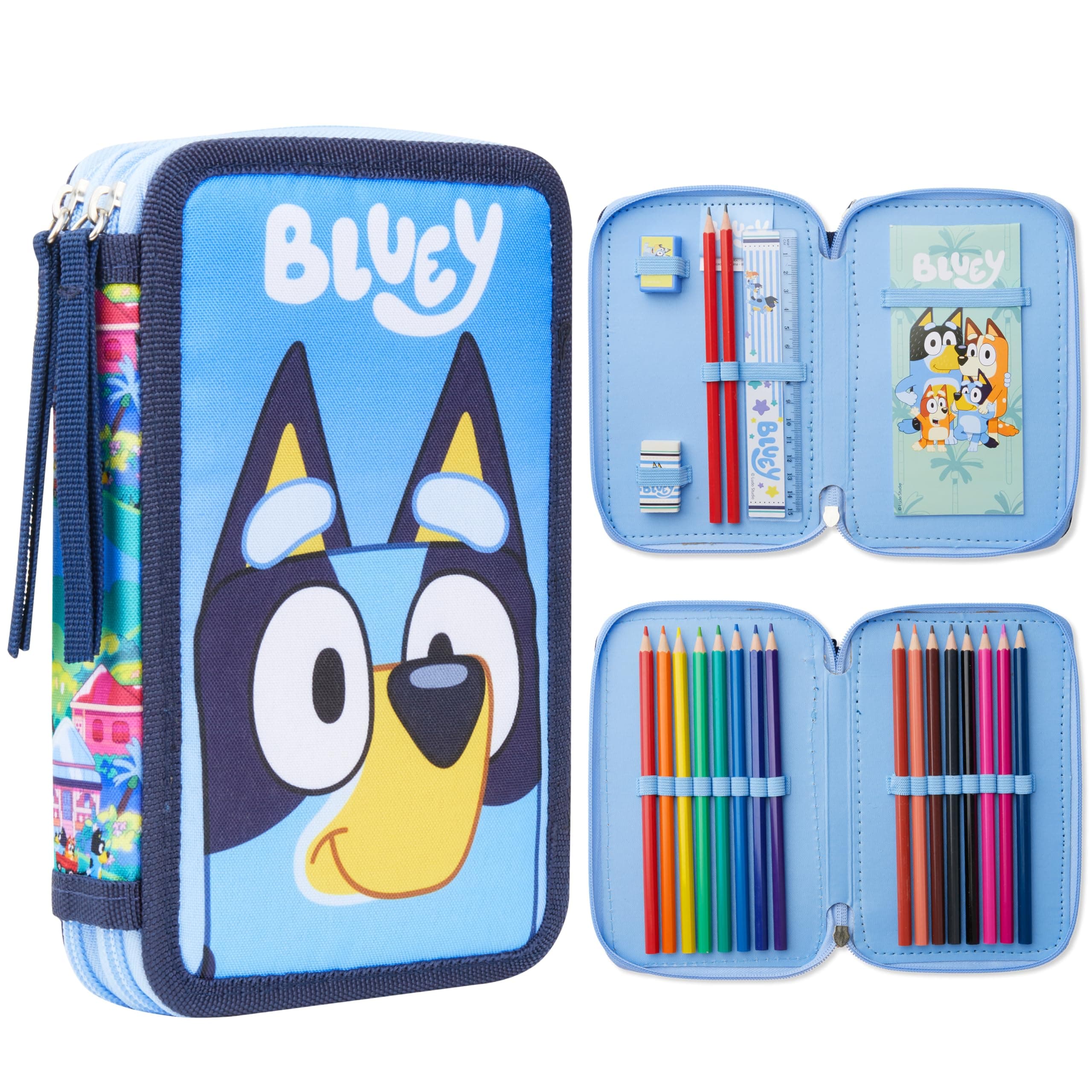 Filled Pencil Case with Stationery for Kids, School Supplies Coloring Pencils, Notepad - Gifts for Kids