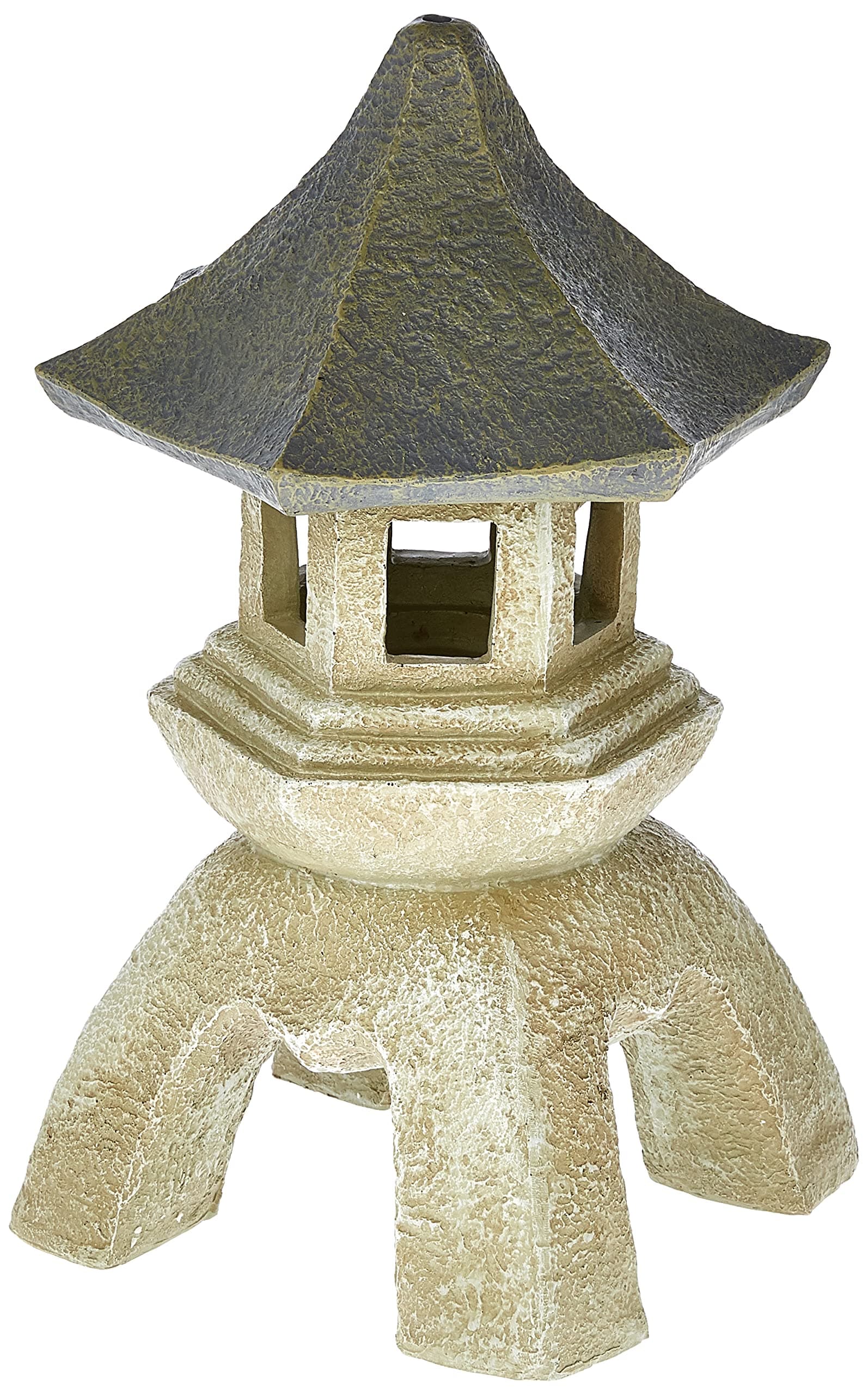 ng29870 asian decor pagoda lantern indoor/outdoor statue, 11 inches wide, 11 inches deep, 17 inches high, handcast polyresin, two tone stone finish