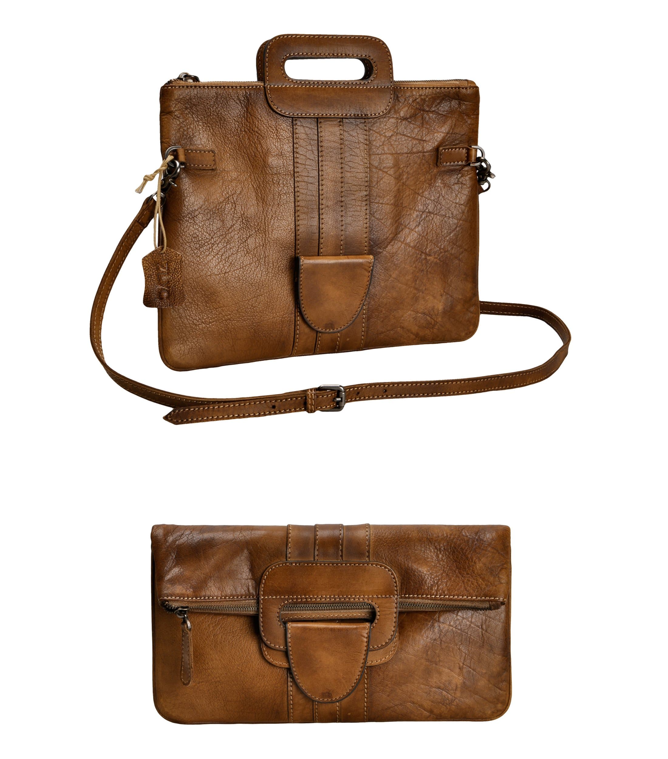 ZLYC Womens Genuine Leather Foldover Clutch Purse Cross Body Bag Handbag