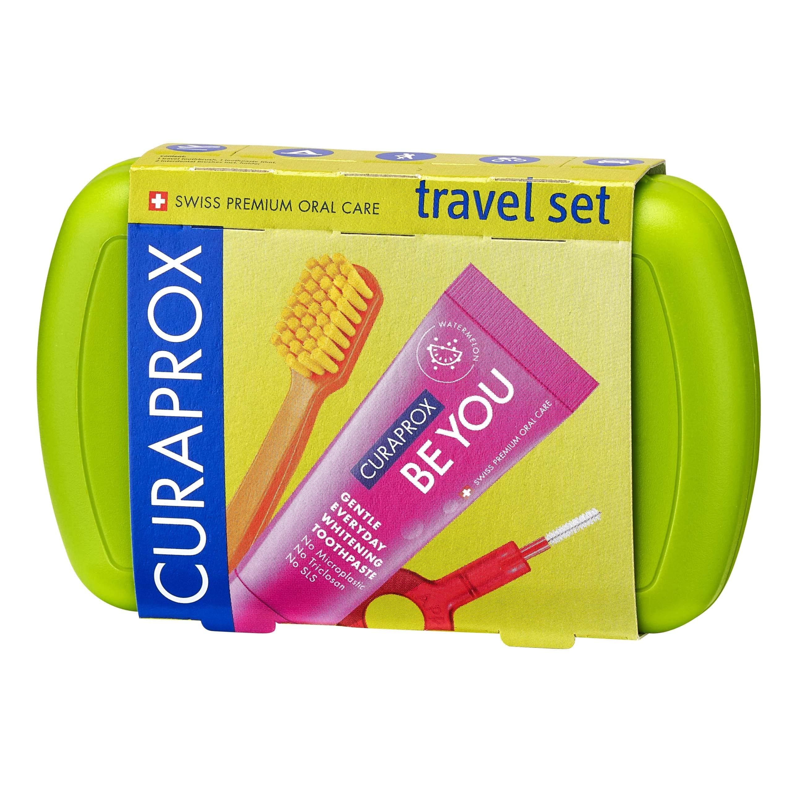 Travel Kit - CS 5460 Toothbrush with 'Be You' Toothpaste | 2 CPS Prime Interdental Brushes 07 and 09 | Dental Care Kit 9.5 cm x 6 cm |Green