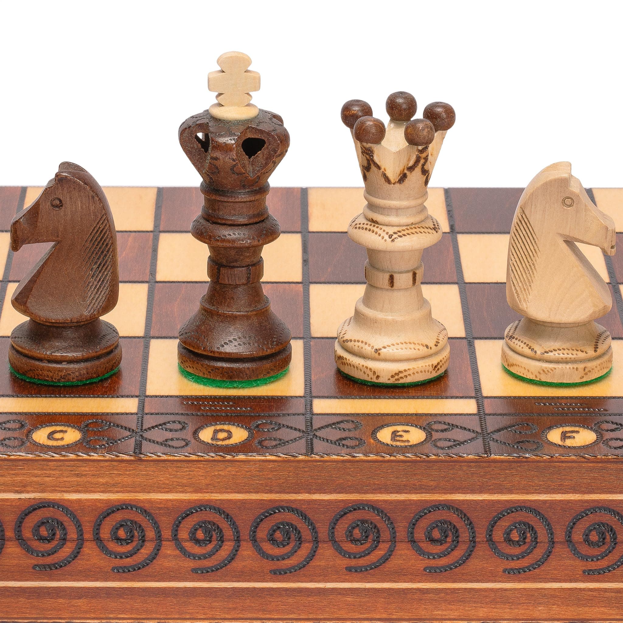 Husaria European International Wooden Chess Game Set, "Ambassador" - 55 centimeters - Large-Size Chess Set with Handcrafted Chessmen and Felted Folding Board