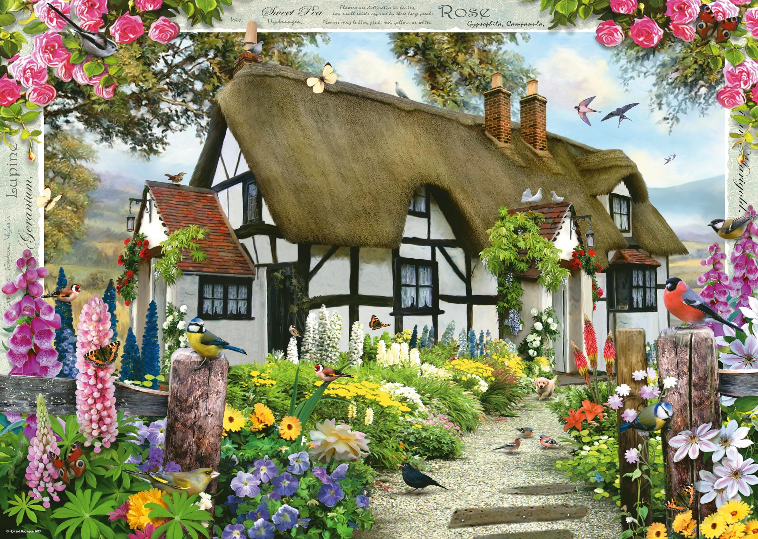 Rose Cottage 500 Piece Jigsaw Puzzle for Adults and Kids Age 10 Years Up - Large Format