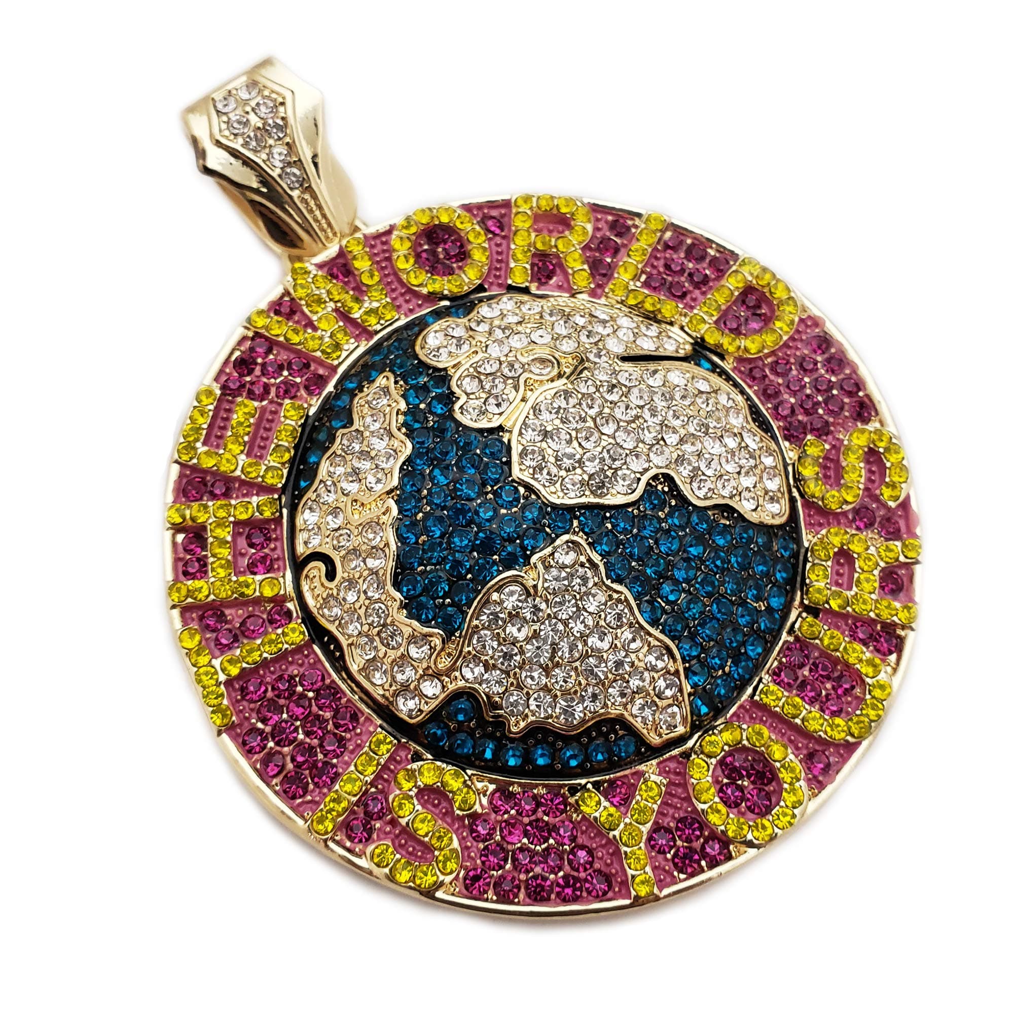 Hip HOP ICED The World is Yours LAB Diamond Charm Large Pendant