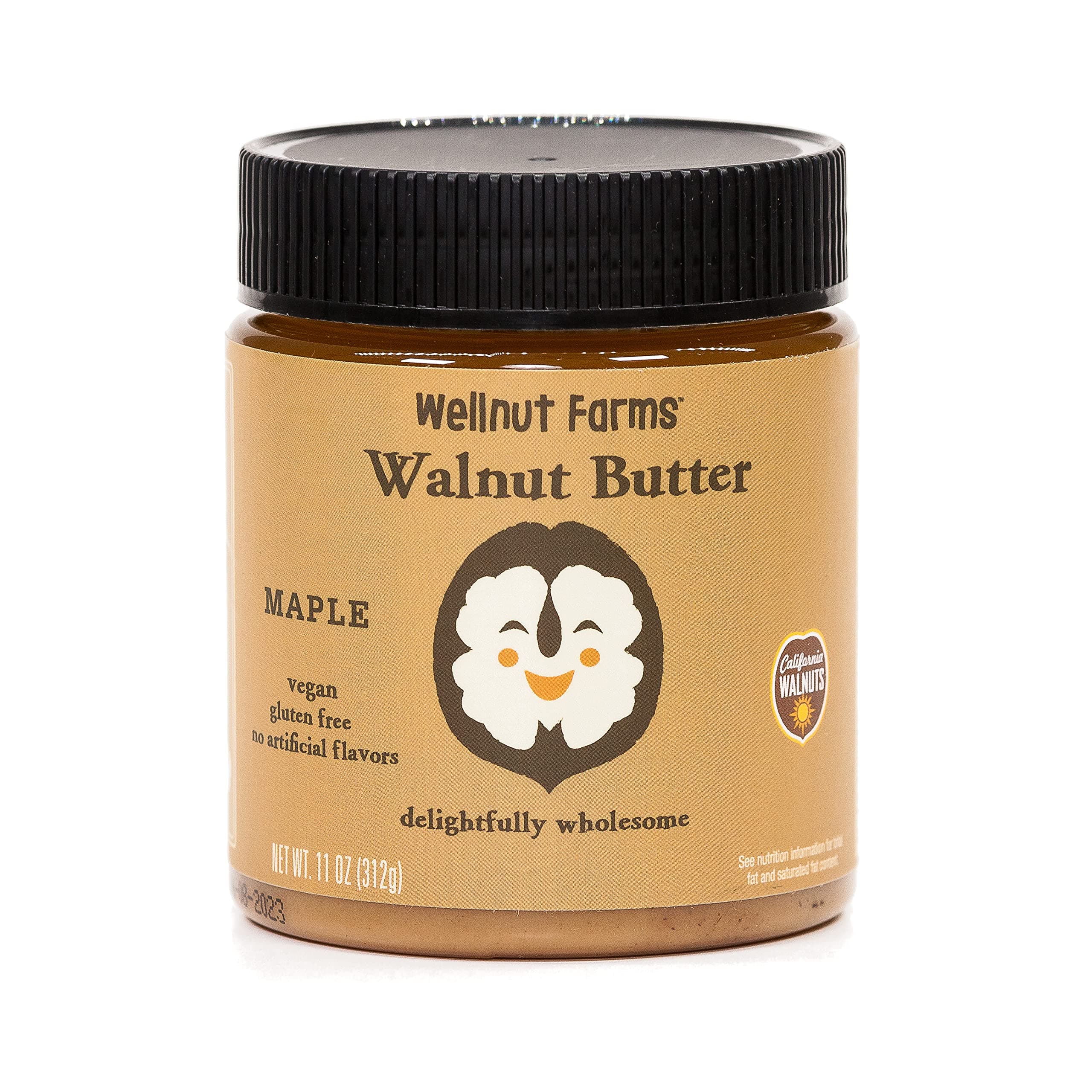 Wellnut Farms Walnut Butter - Vegan Maple Walnut Butter - Plant Based Omega 3 Nut Butter - Vegan, Keto Friendly, Gluten Free - Maple (11 oz)