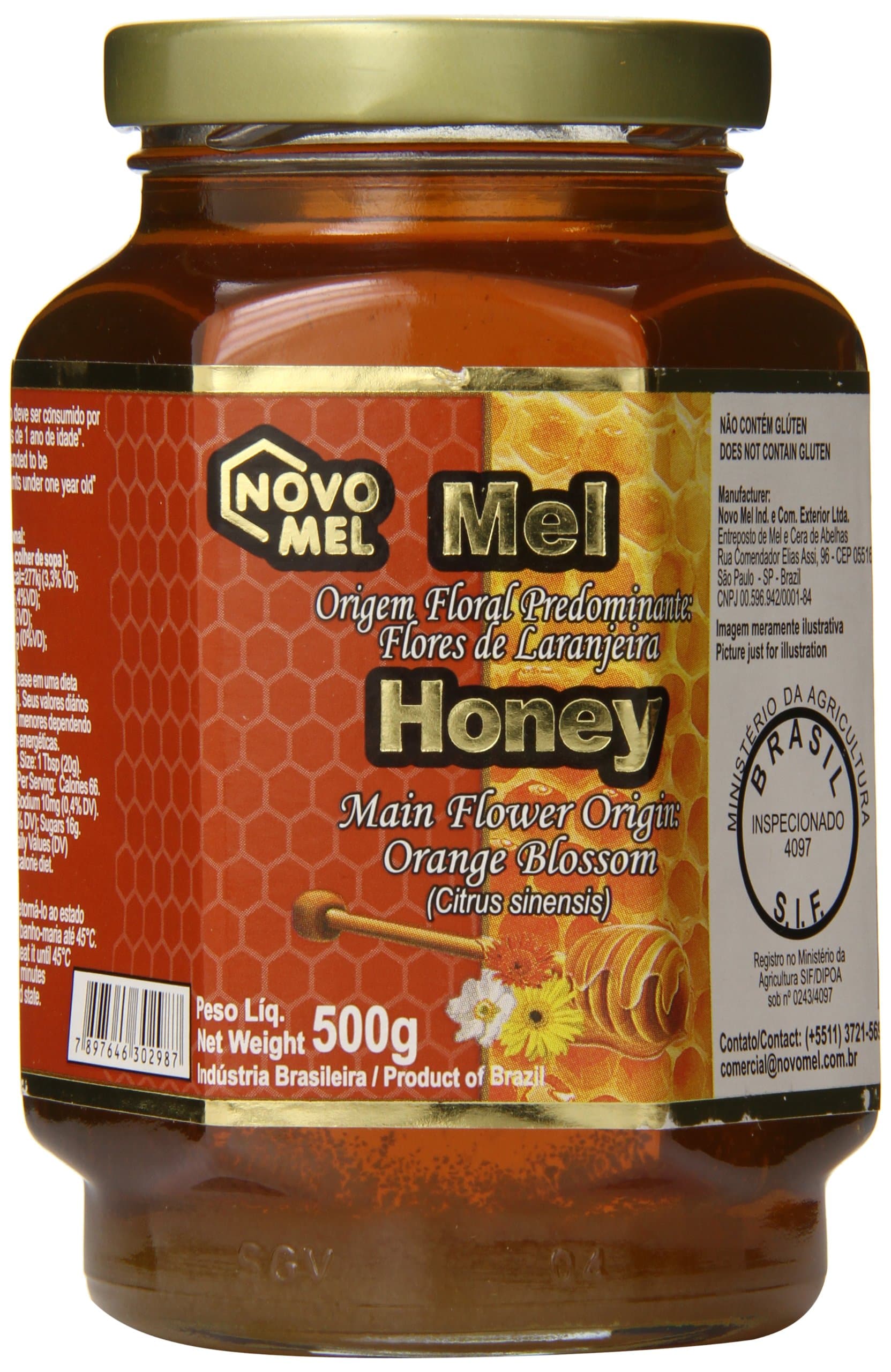 Novo Mel Brazilian Rainforest Blossom Honey, Orange, 17.6 Ounce