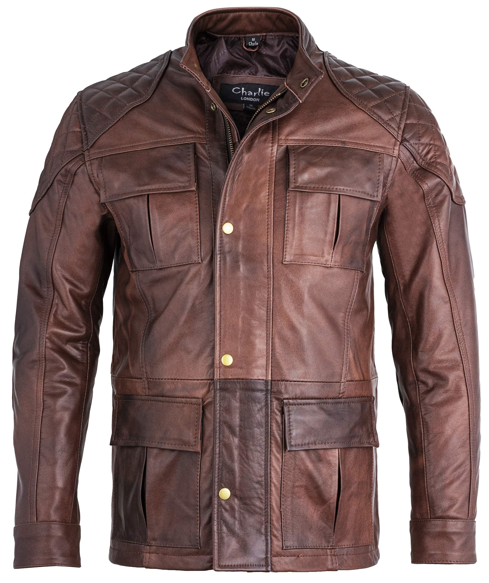 Mens Soft Brown Leather Biker Long Jacket - Three Quarter Brontes Real Leather Jacket for Men - Perfect Choice of Mens Leather Jackets for Smart Casual Wear.