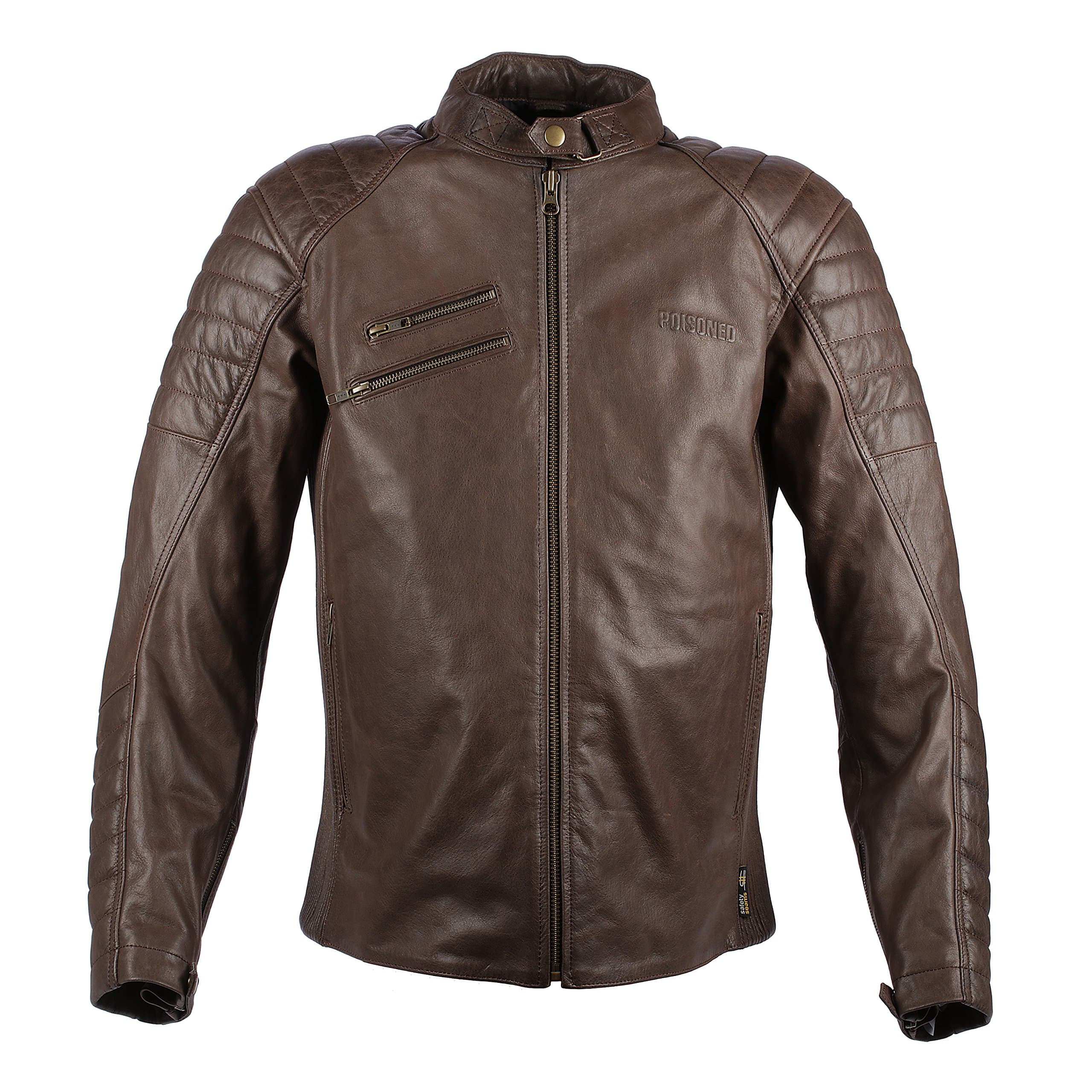 Poisoned High Tech Vintage Motorcycle Rider Brown Leather Biker’s Jacket for Men | High Quality Waterproof Wear Breathable Armoured Brown Jacket (3X LARGE)