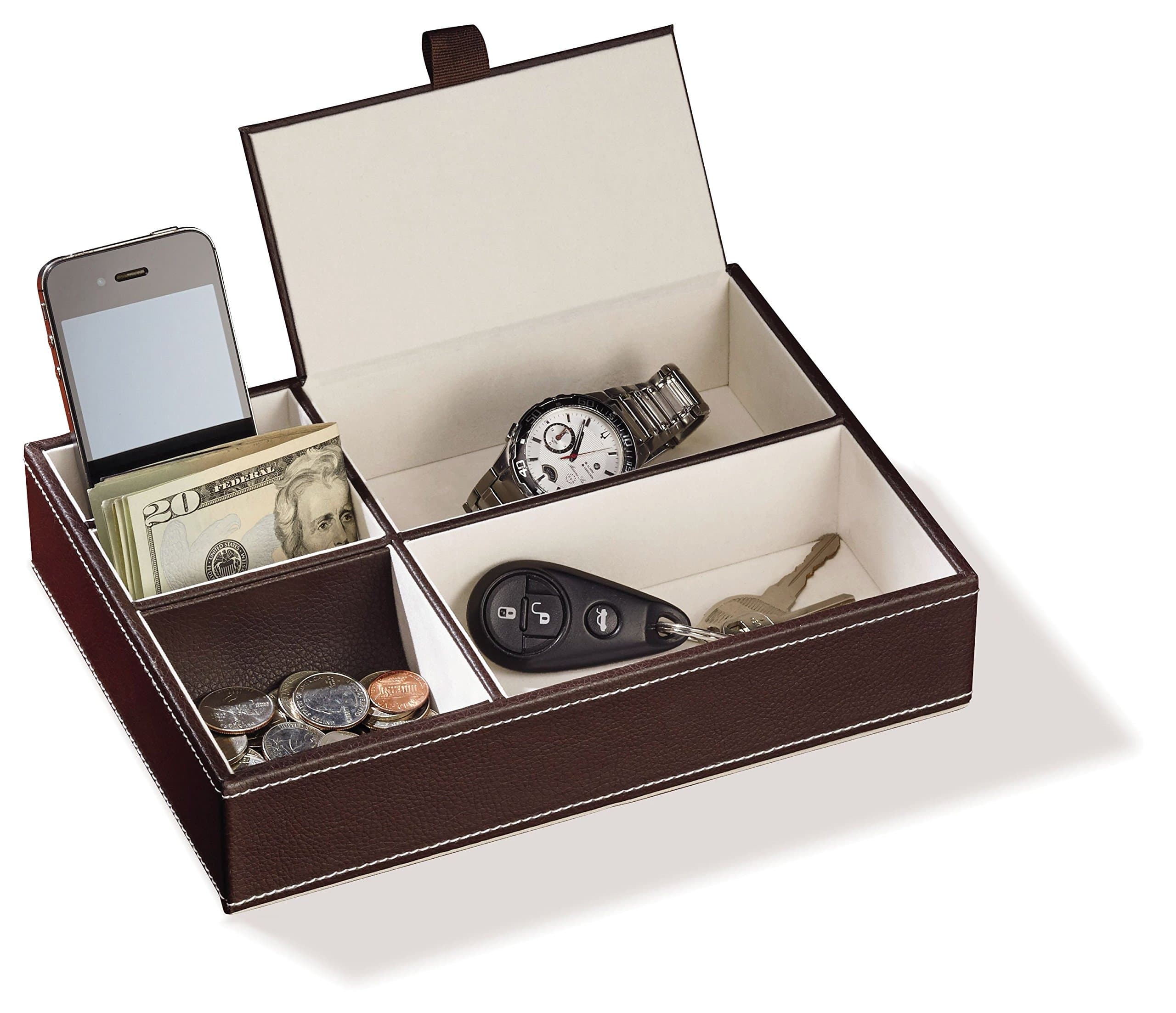 EB Brands UK Valet Tray, Wood, Brown, 24x16x4 cm