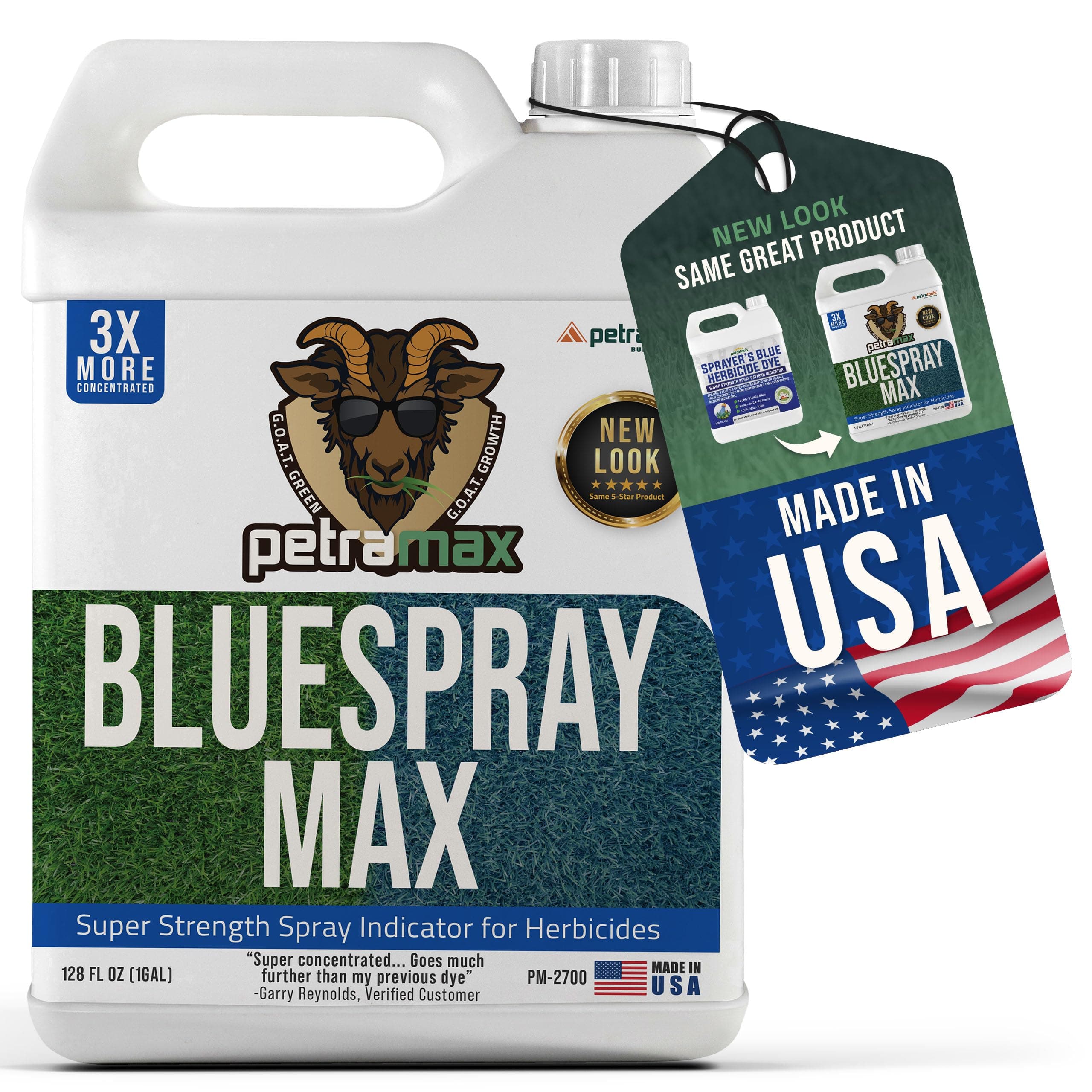 PetraMax Blue Herbicide Lawn Dye - 1 GAL - Super Strength Concentrate 3X More Than Others for Herbicides, Fertilizer & Weed Killer Marker - Blue Mark Spray Indicator for Home and Commercial Use
