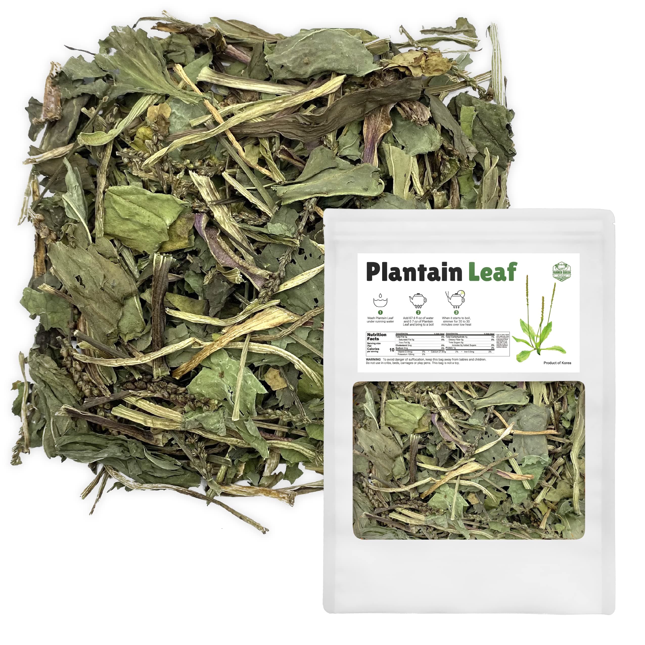 (4oz) Farmer Queen dried Plantain Leaf plantain herb 車前草 차전초 질경이 (Harvested in Korea)