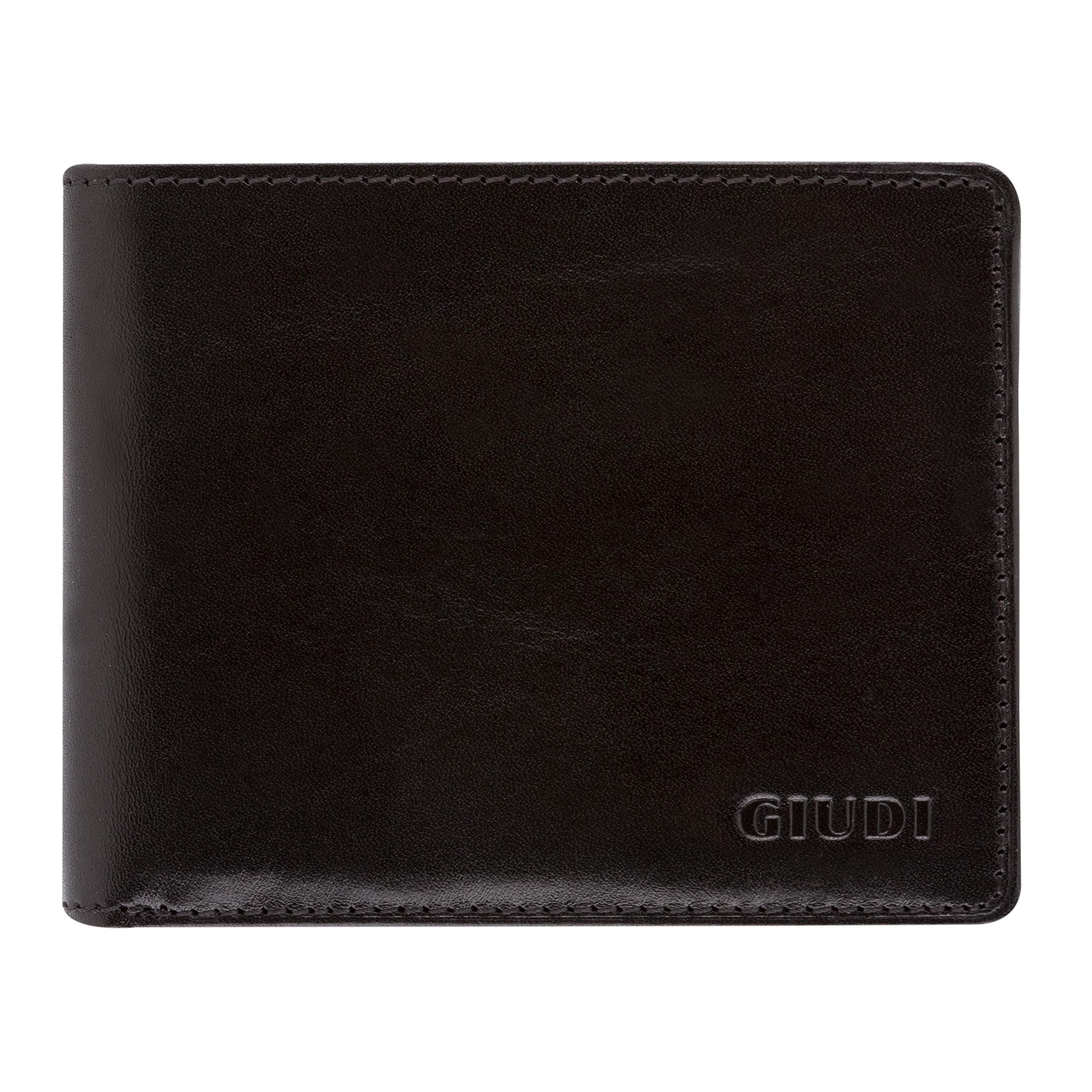 GiudiBifold Men's Wallet Made in Italy - Beautiful Smooth Genuine Leather - 2 Pockets for Cash - 8 Credit Card Slots - Elegant Black Color - Splendid Gift for Gentlemen