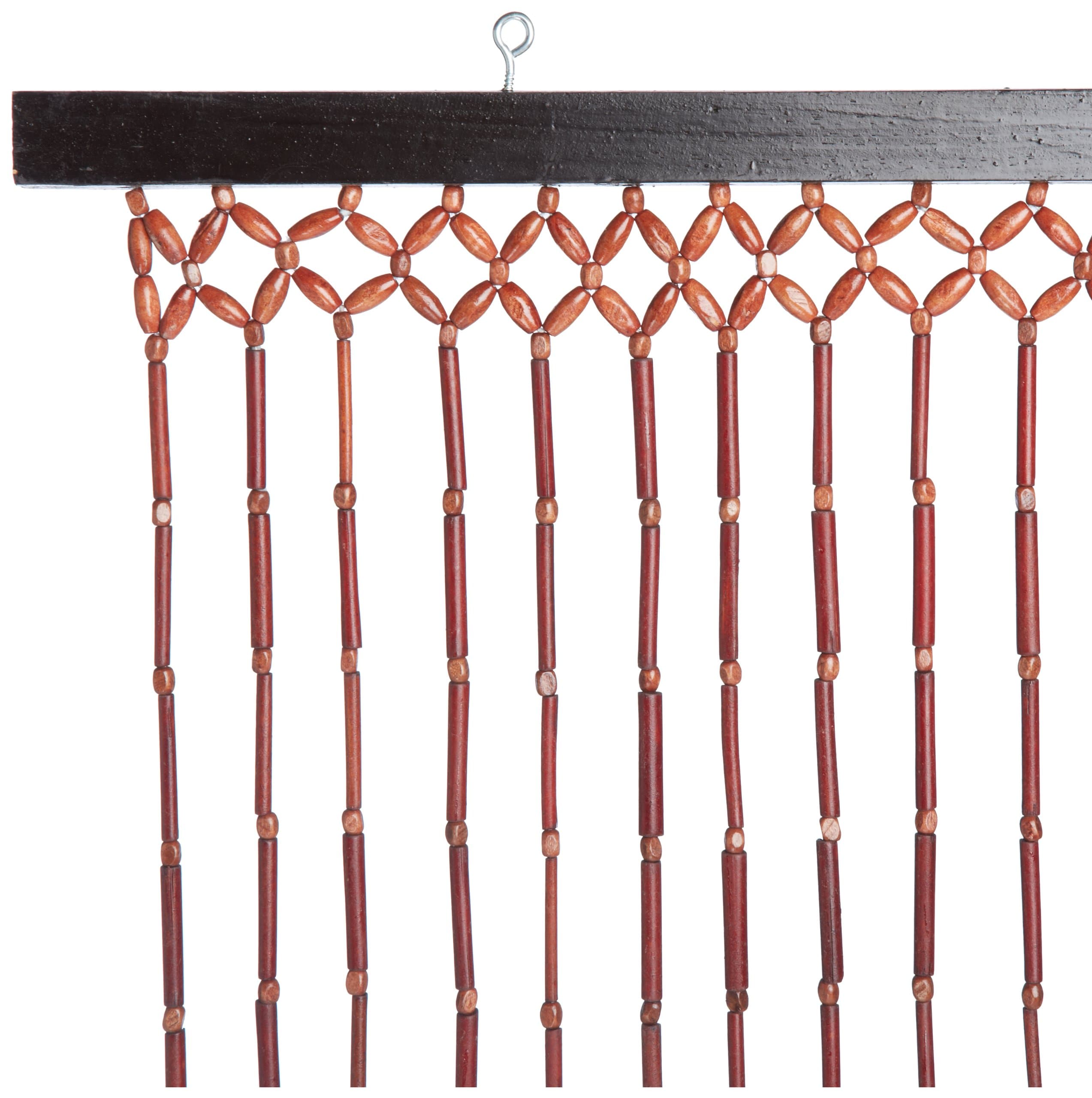 Hudson Street Wooden Beaded Door Curtain, Bamboo Mahogany