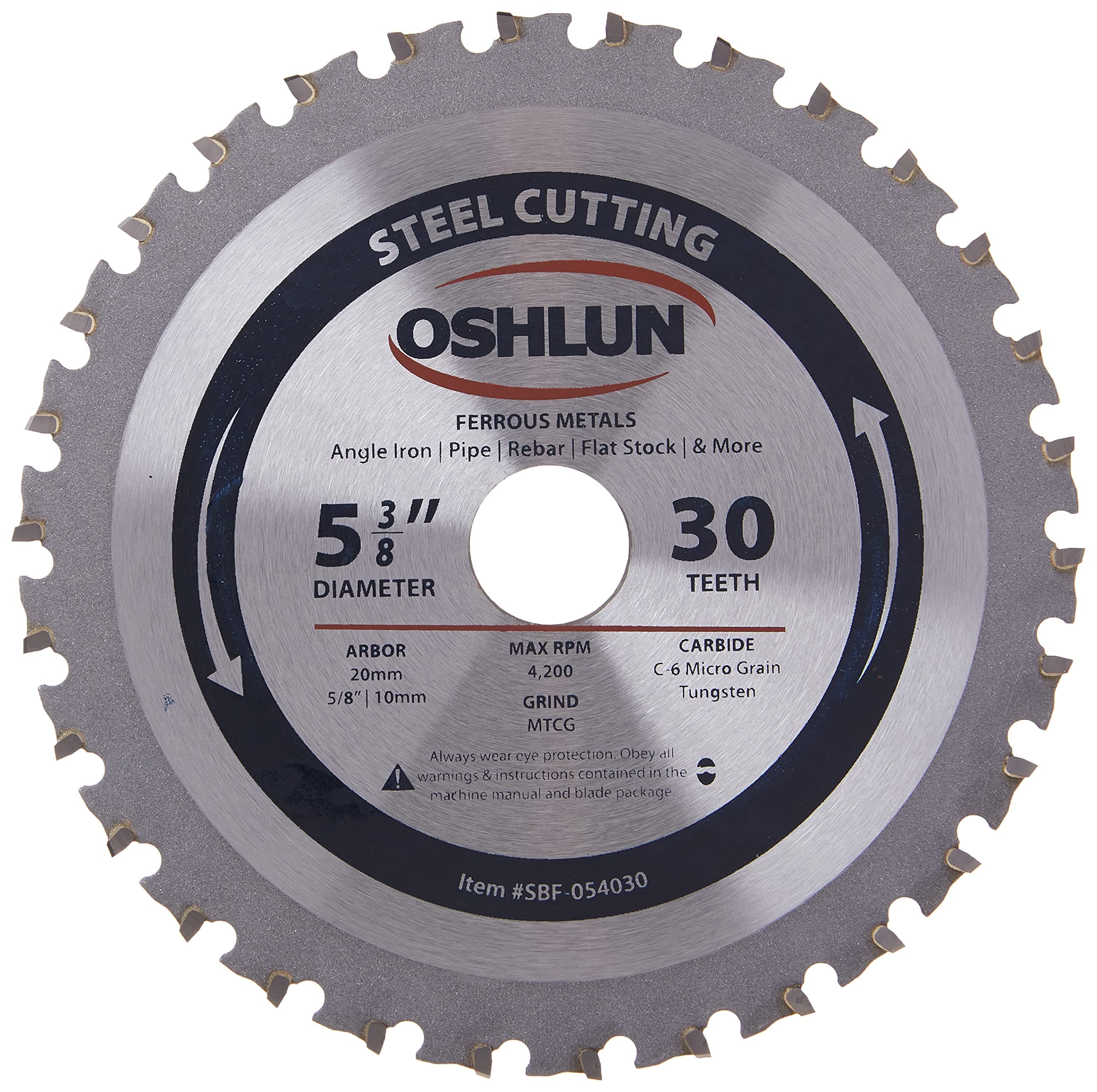 SBF-054030 5-3/8-Inch 30 Tooth MTCG Saw Blade with 20mm Arbor (5/8-Inch and 10mm Bushings) for Mild Steel and Ferrous Metals