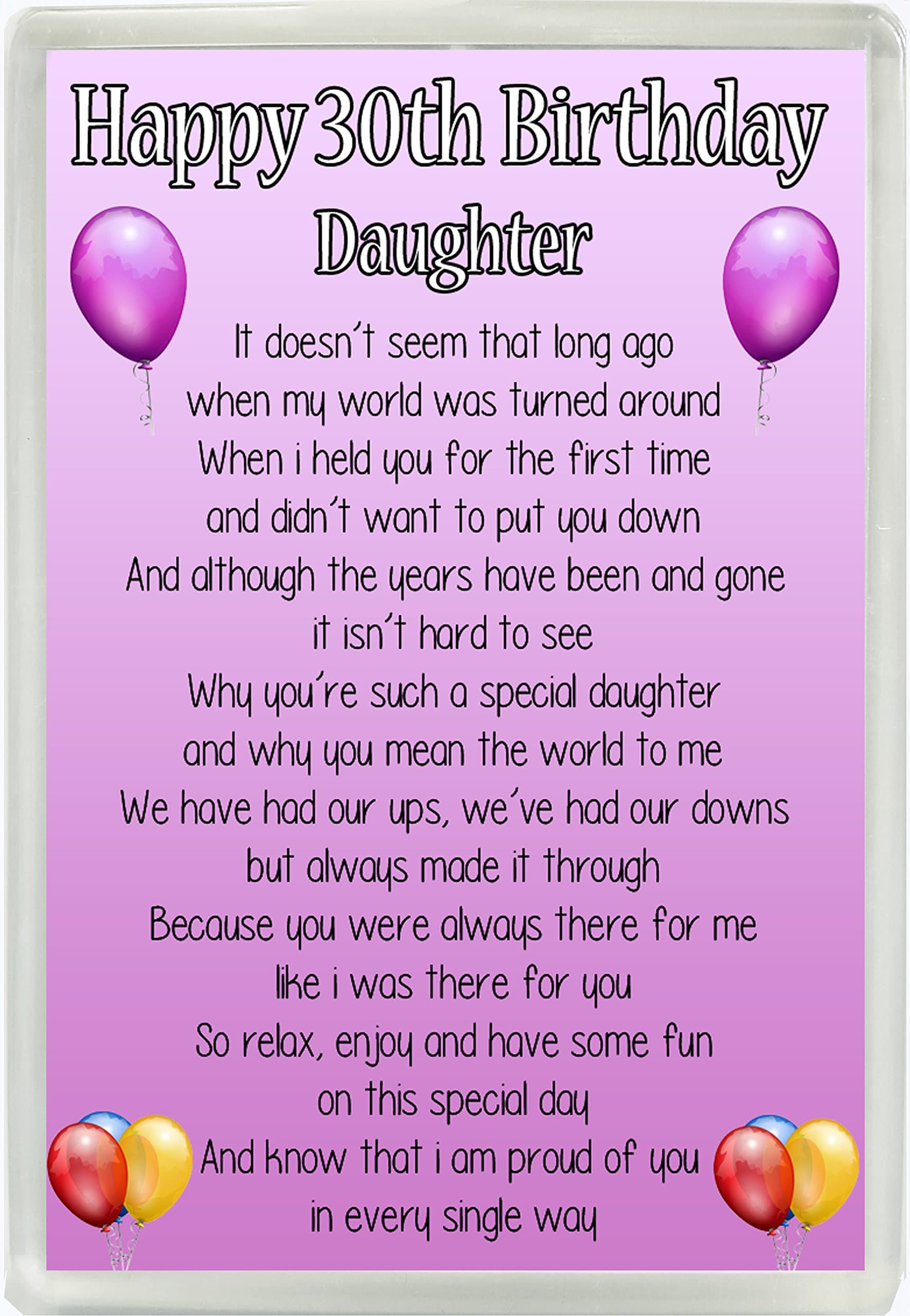 Happy 30th Birthday Daughter Poem Jumbo Fridge Magnet Ideal Birthday Keepsake Gift M14