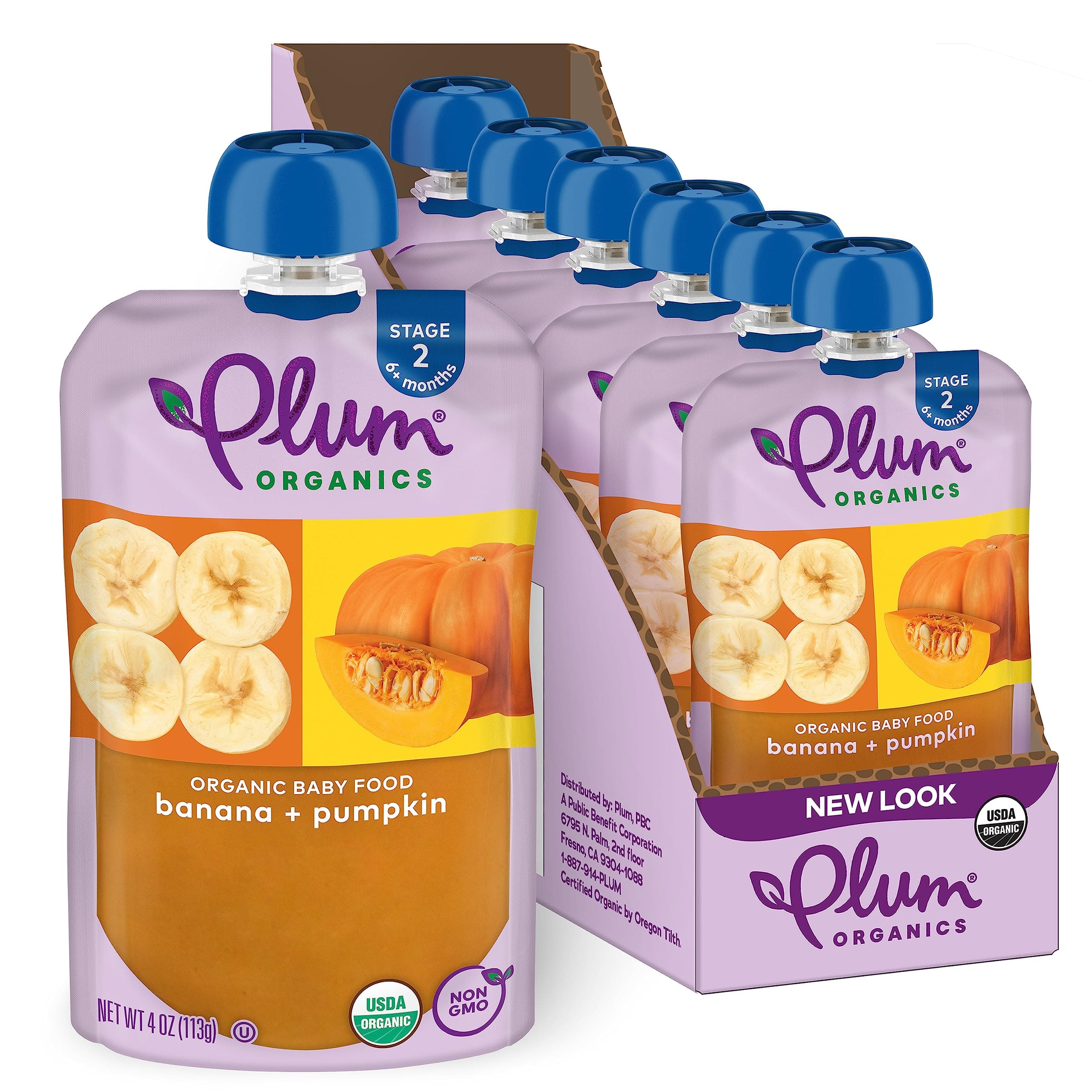 Plum Organics Stage 2, Organic Baby Food, Banana and Pumpkin, 4 Ounce Pouch (Pack of 6)