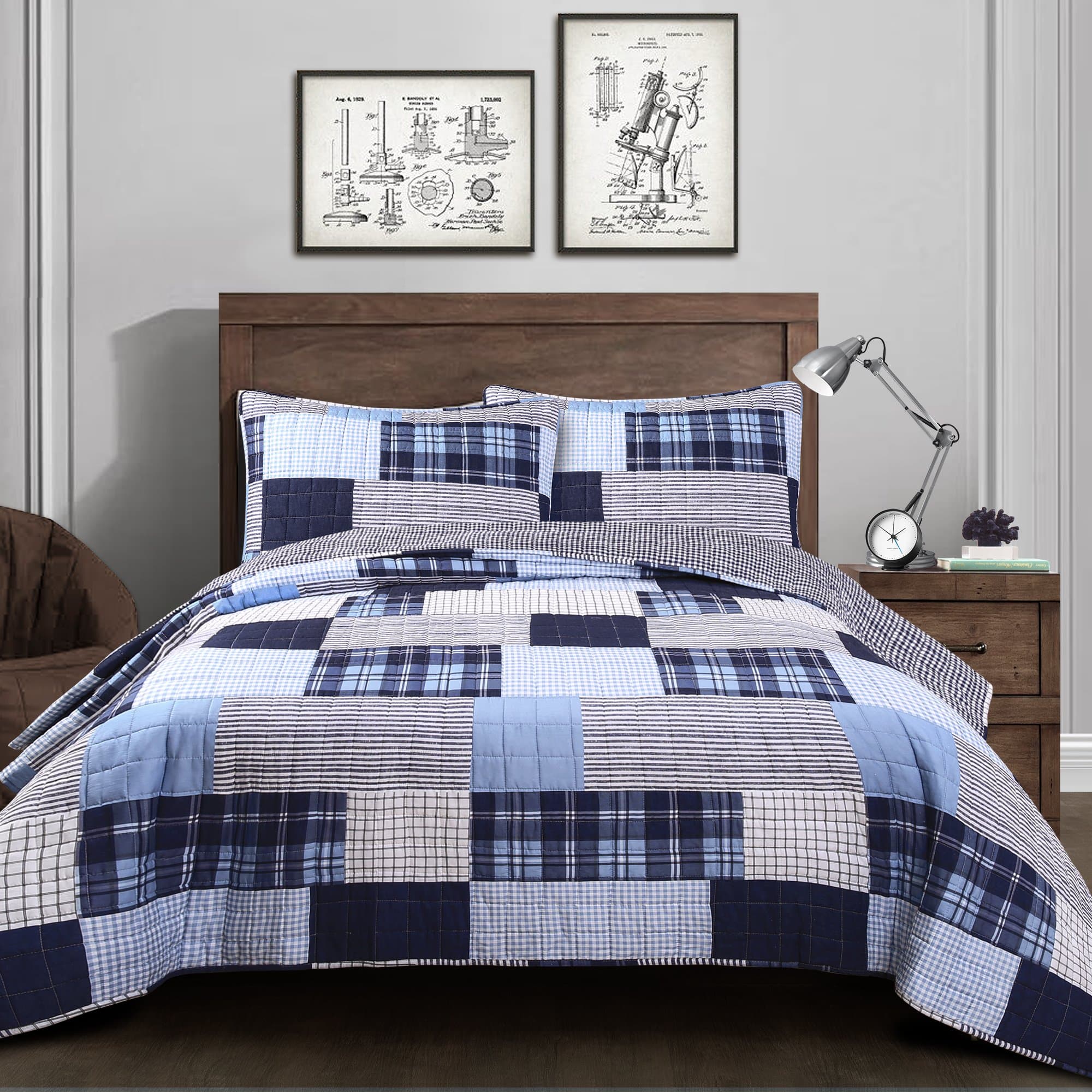Lush DecorNavy Greenville 3 Piece Quilt Set, King