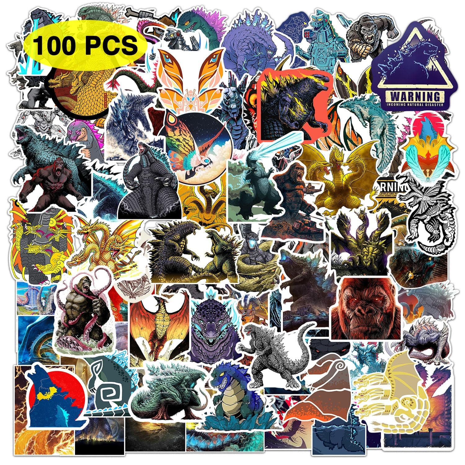 GTOTd Monster Stickers (100Pcs) Viny Waterproof Cartoon Stickers for Teens DIY Decal Party Supplies for Water Bottle Luggage Guitar Skateboard