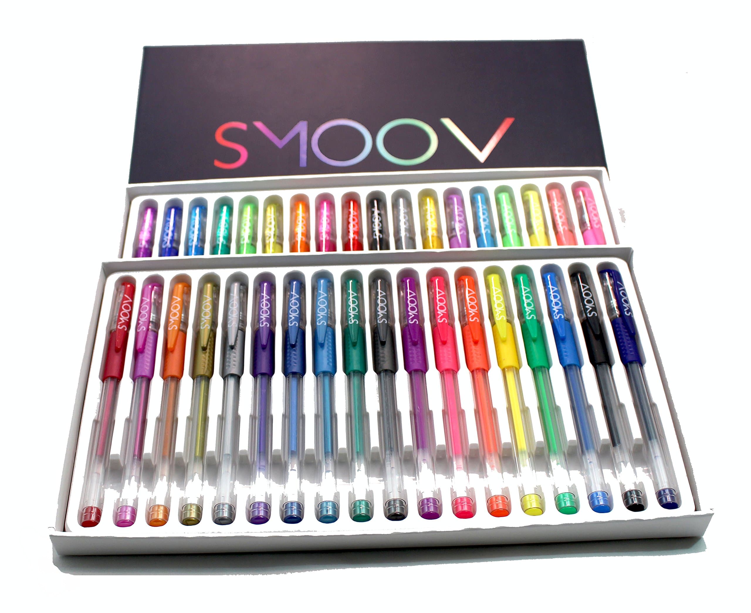 36 Gel Pens Set with Carry Pouch from SMOOV | 36 Unique Rich Vibrant Colors (NO REPEATS) | Perfect for Coloring! | Upgraded Artist-quality Tips (no glopping) | Non-toxic Gel Ink