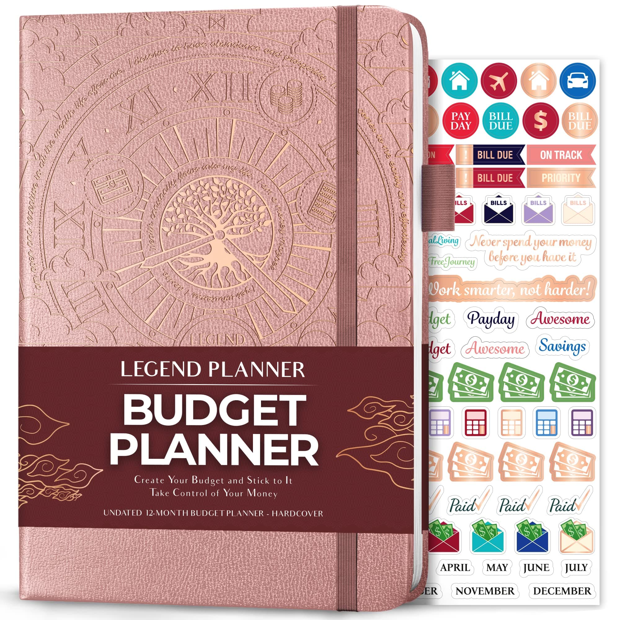 Legend Budget Planner– Deluxe Financial Planner Organizer & Budget Book Money Planner Account Book & Expense Tracker Notebook Journal for Household Monthly Budgeting & Personal Finance–Rose Gold Foil