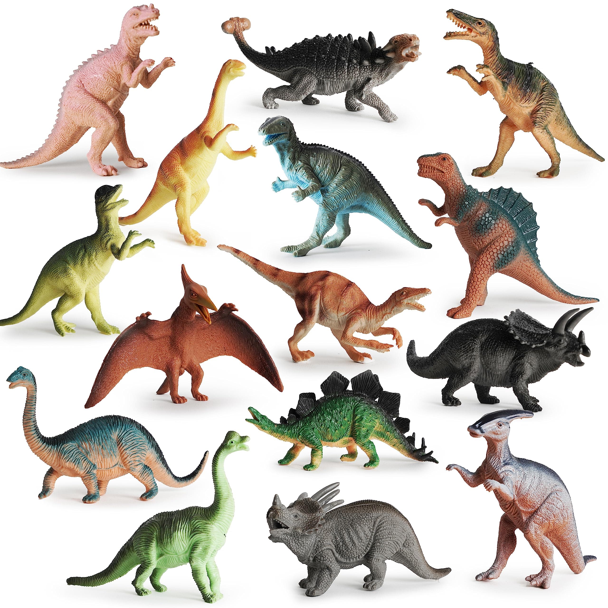 Boley Monster (15-Pack) Large 7 Toy Dinosaurs Set - Enormous Variety of Authentic Type Plastic Great As Dinosaur Party Supplies, Birthday Favors, and More