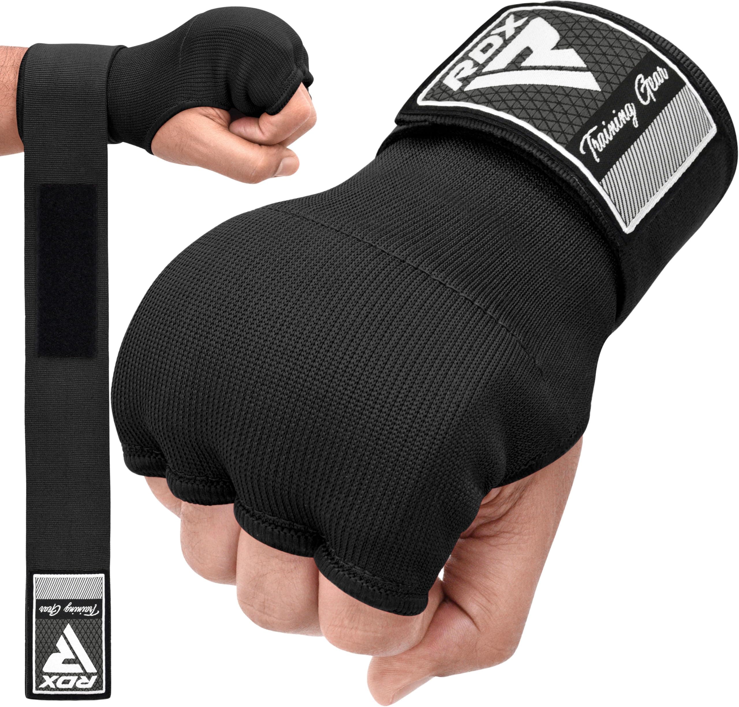 RDX Boxing Hand Wraps Inner Gloves Men Women, Quick 75cm Long Wrist Straps, Elasticated Padded Fist Under Mitts Protection, Muay Thai MMA Kickboxing Martial Arts Punching Speed Bag Training Bandages