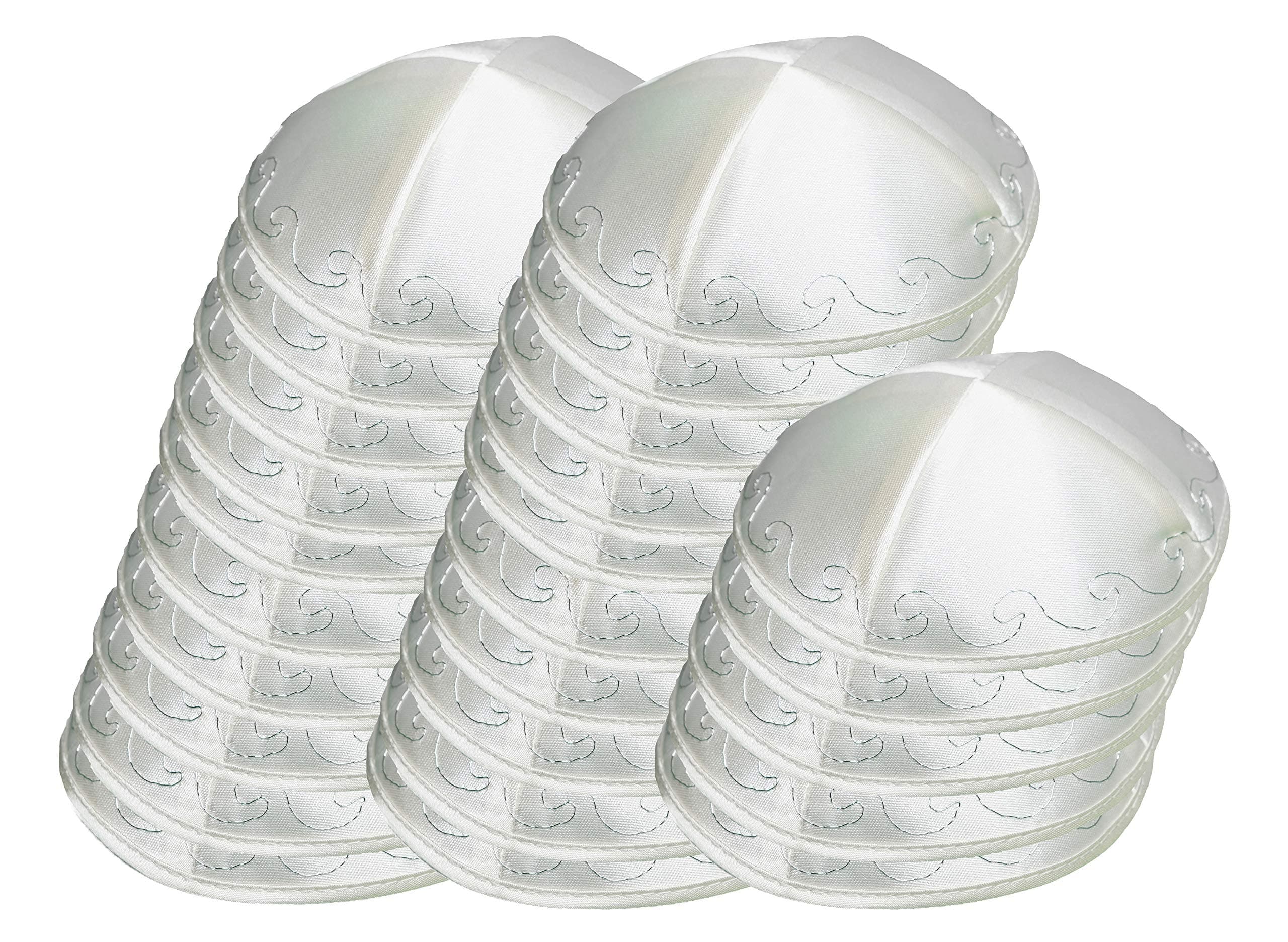 Satin Set Lot Kippah Hat for Men & Kids –Beautifully, Breathable, Comfy, Soft, Yamaka Kippa (Beige & Silver 15cm, 25)