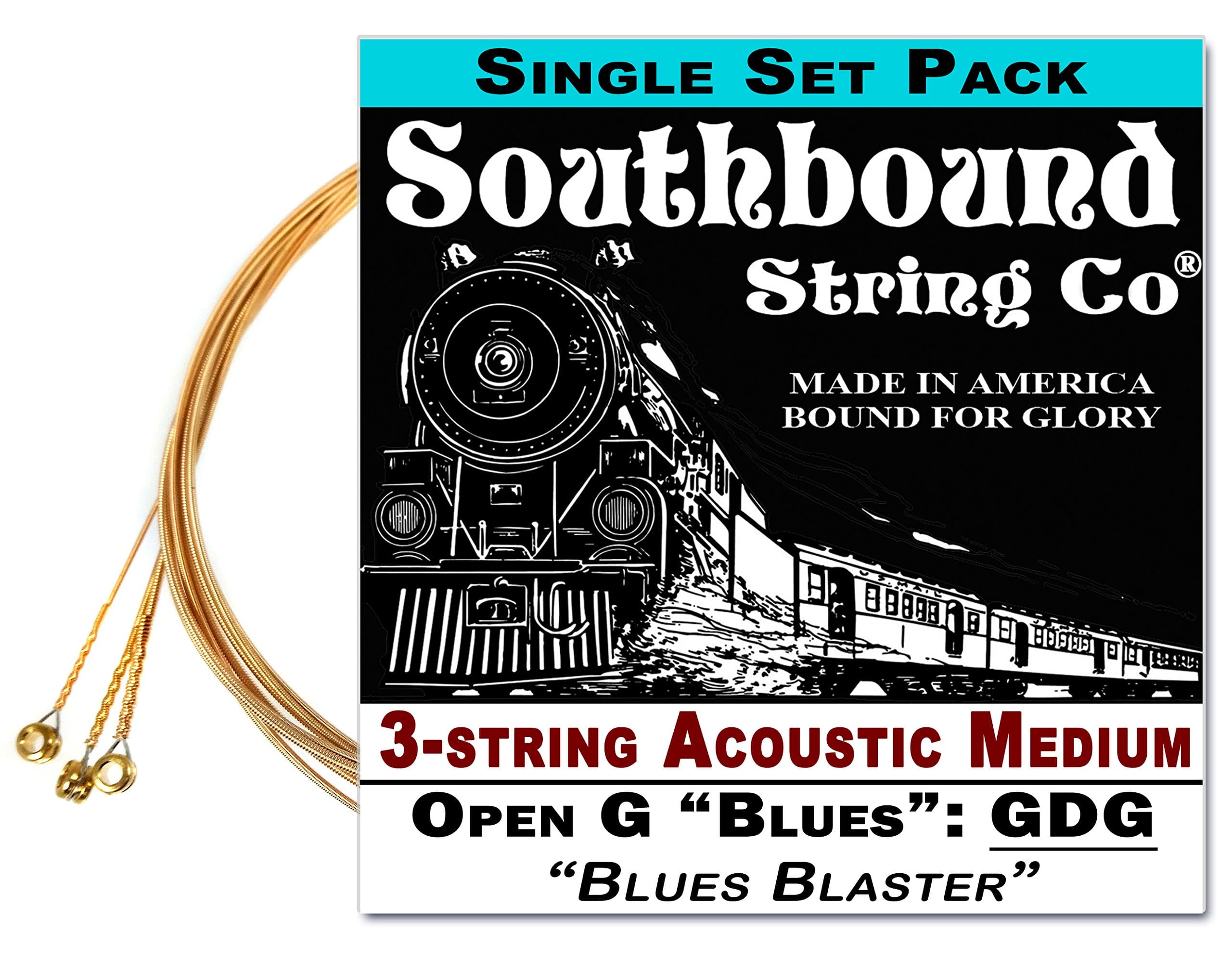 C. B. Gitty Acoustic Medium 3-String Cigar Box Guitar Strings - Low Open G