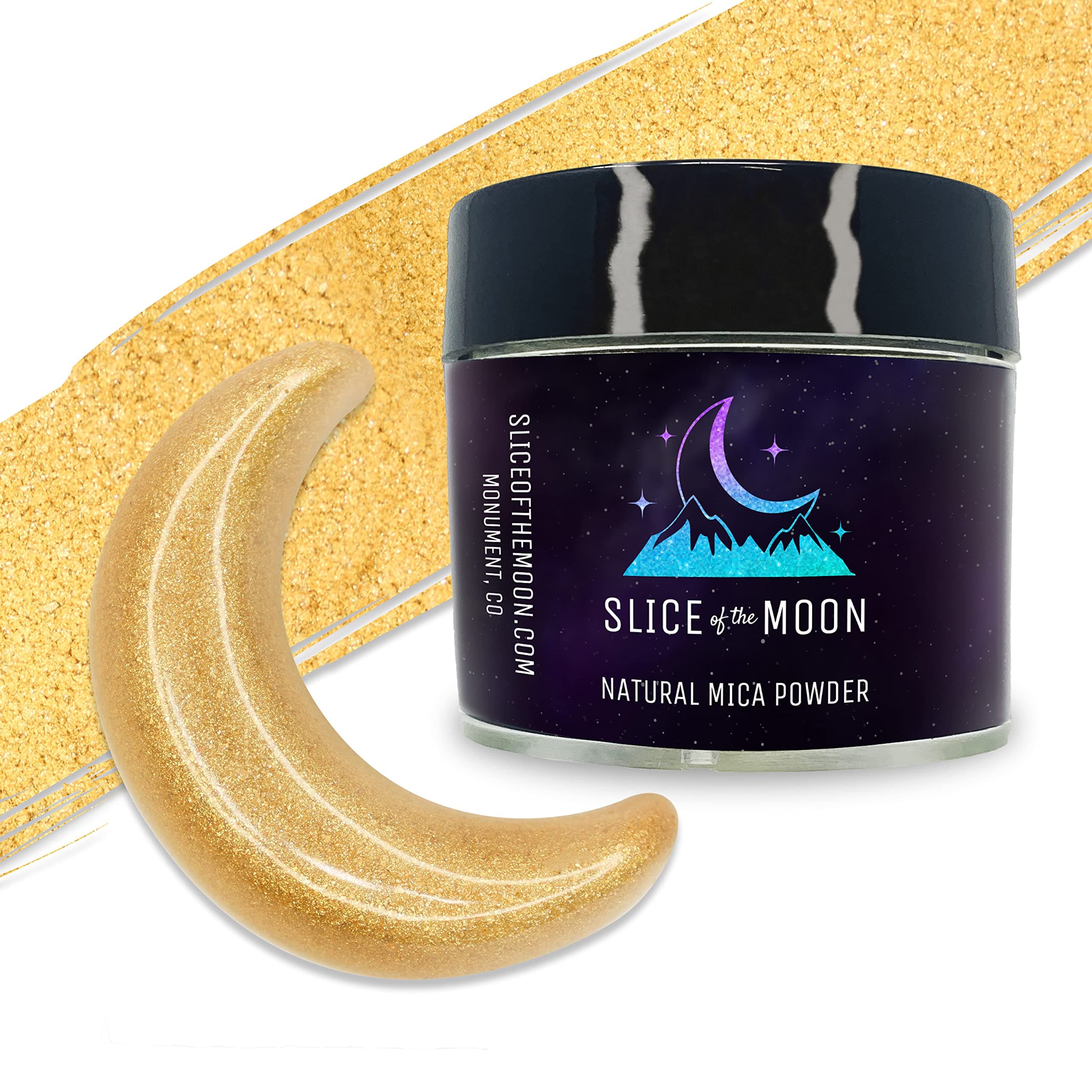 | Flashing Gold Natural Mineral Mica Powder, 0.42oz (12g) | for Personal or Professional Use - Cosmetics, Epoxy Resin Projects, Nail Polish, Soaps, Bath Bombs, and Art Projects