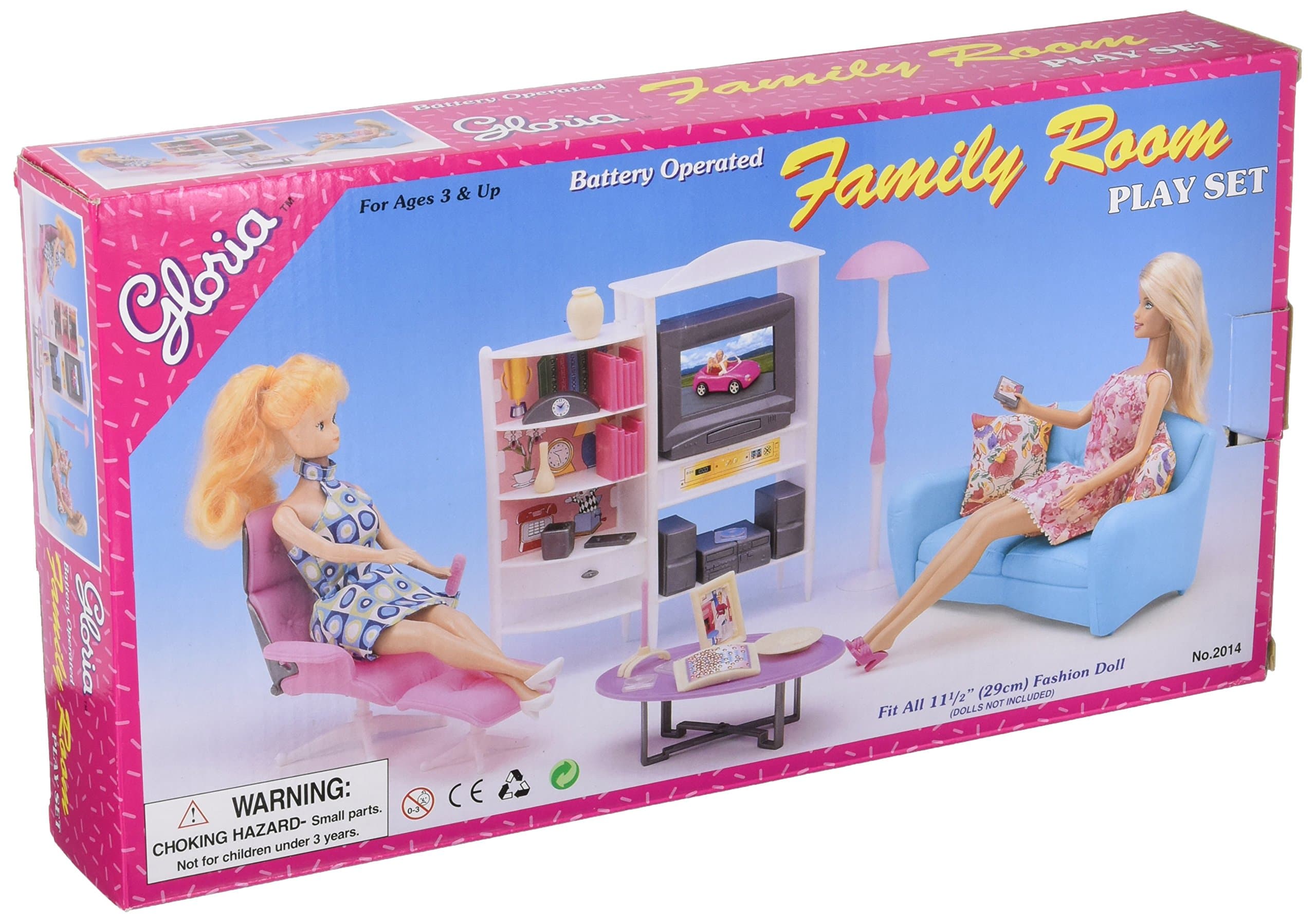 gloria Barbie Size Doll House Furniture, Family Room, TV, Couch, Ottoman