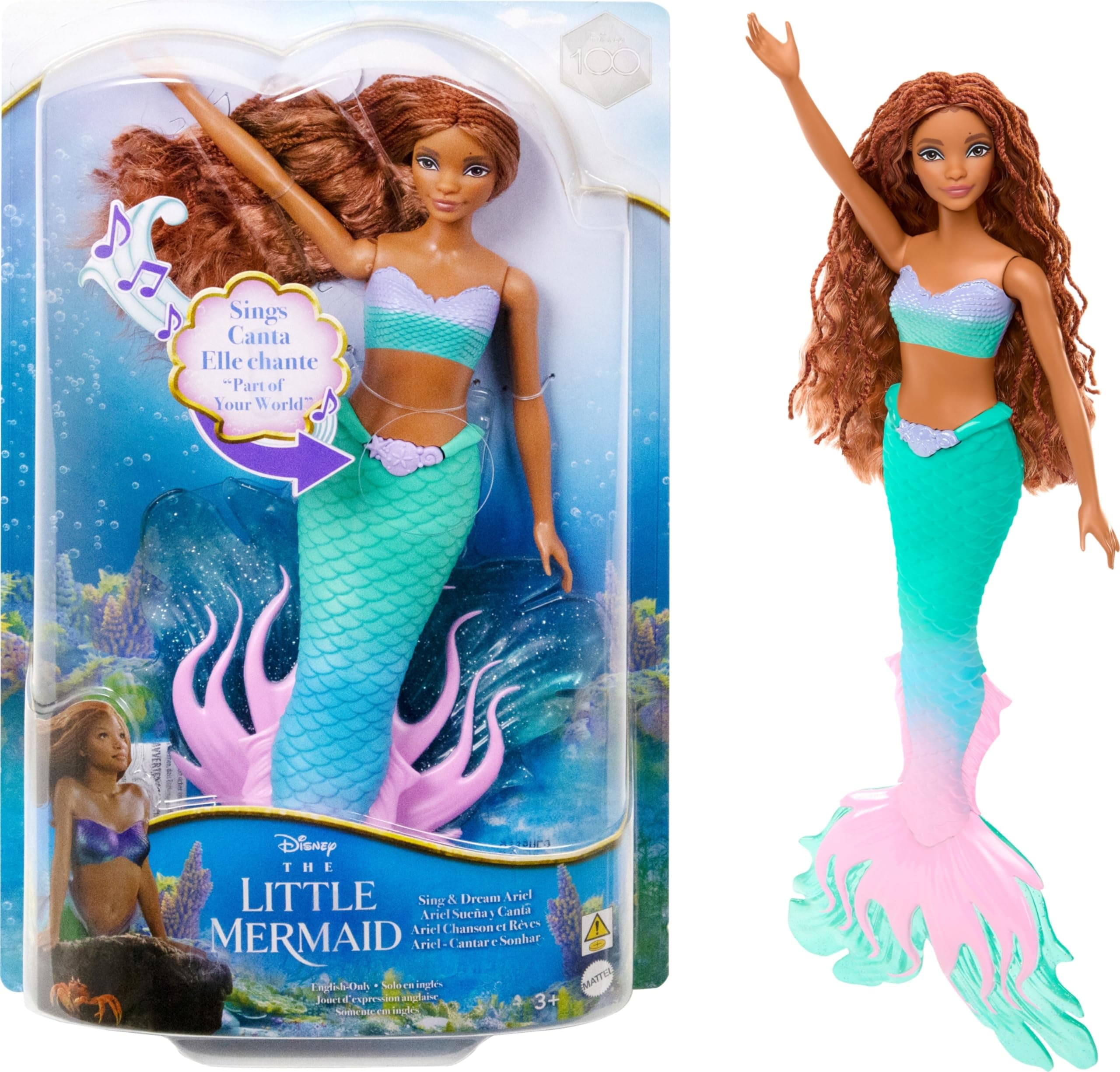 Disney The Little Mermaid Sing and Dream Ariel Fashion Doll with Signature Tail, Toys Inspired by the Movie, HMX22