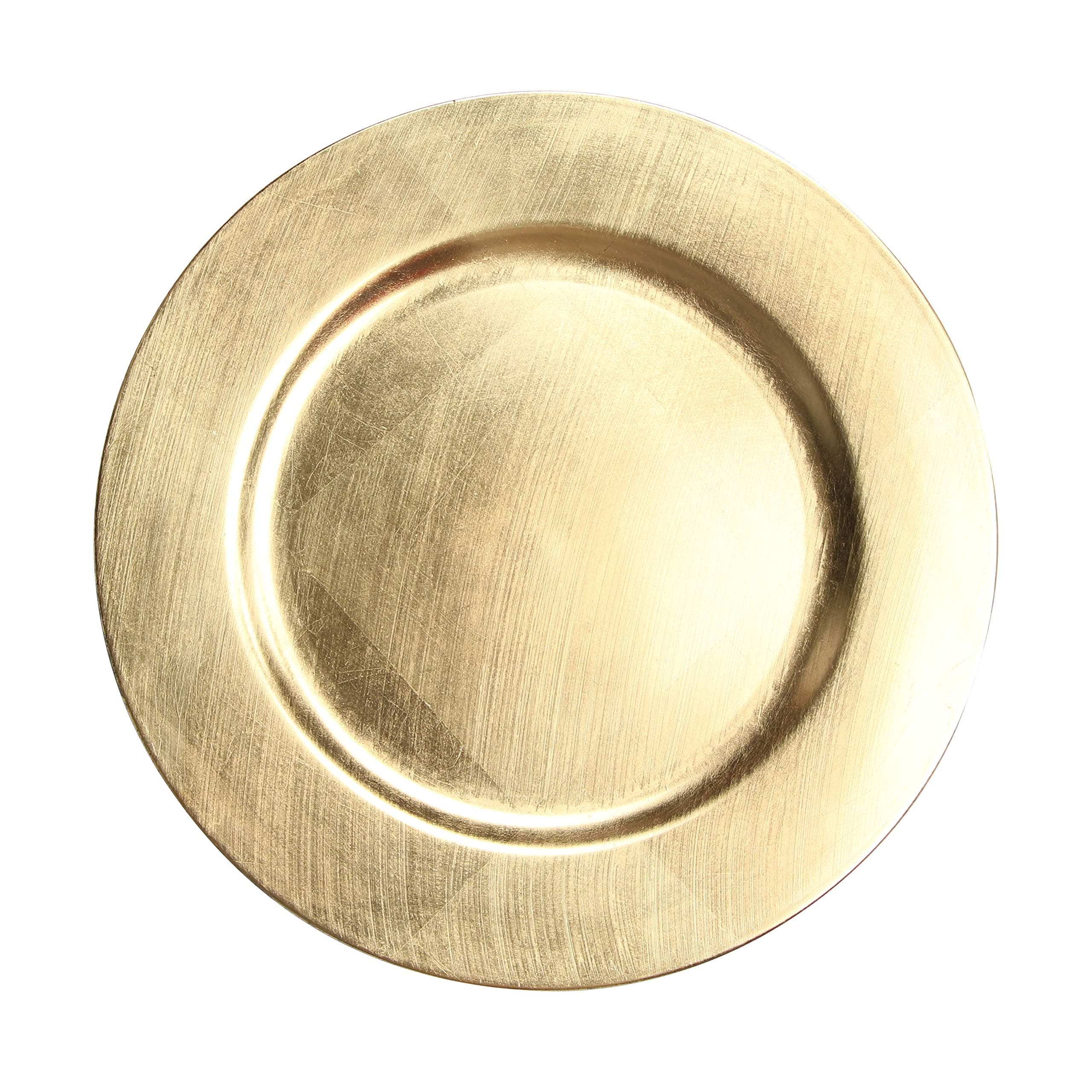 13 Inch Elegant Hand Brushed Finish Plastic Charger Plate Set of 12 (Gold)