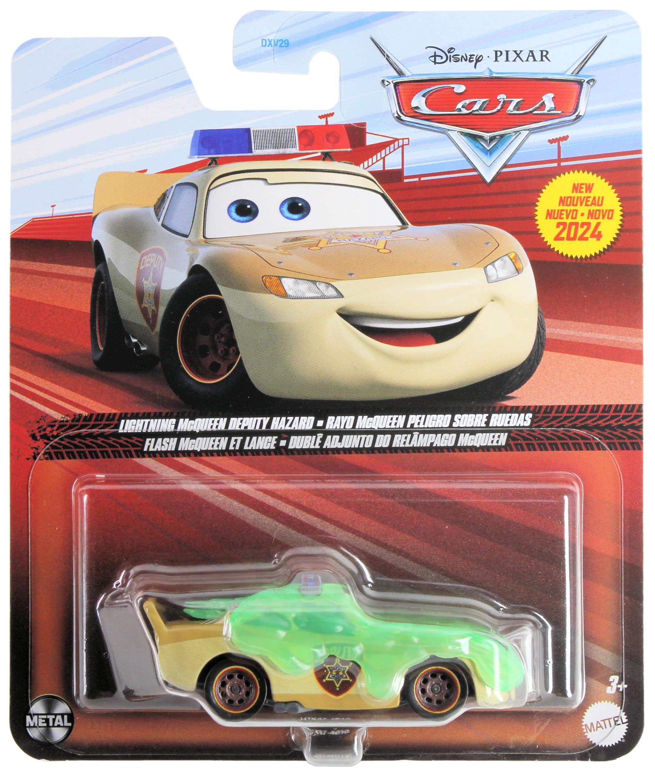 Disney Cars 2024 Diecast Metal Cars On The Road B-Movie Lightning McQueen Deputy Hazard with Slime