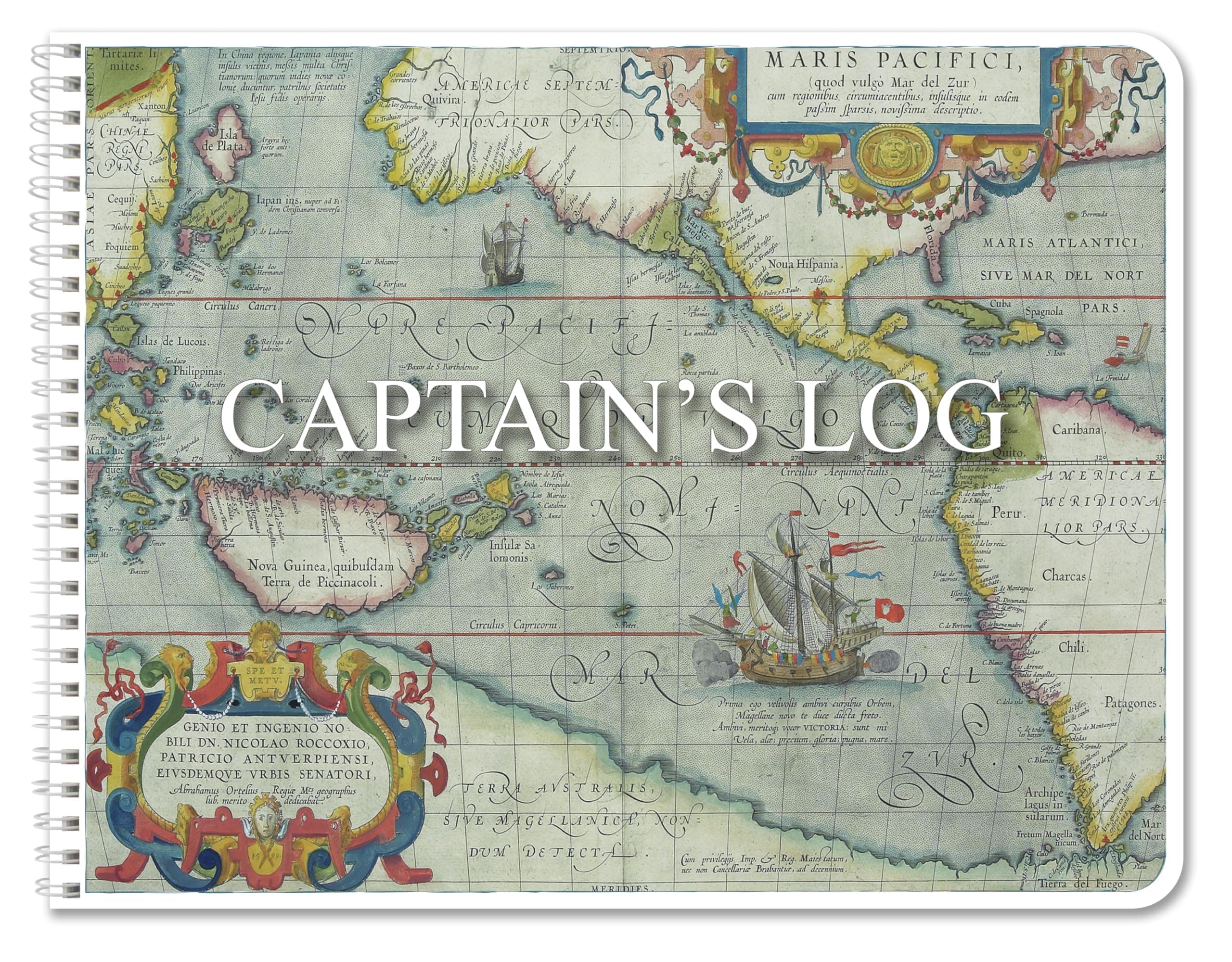 BookFactory Captain's Log Book Ship's Logbook/Nautical Record Book - 100 Pages, Full Color Cover with Translux Protection, 11'' x 8 1/2'', Wire-O Binding (Made in USA)