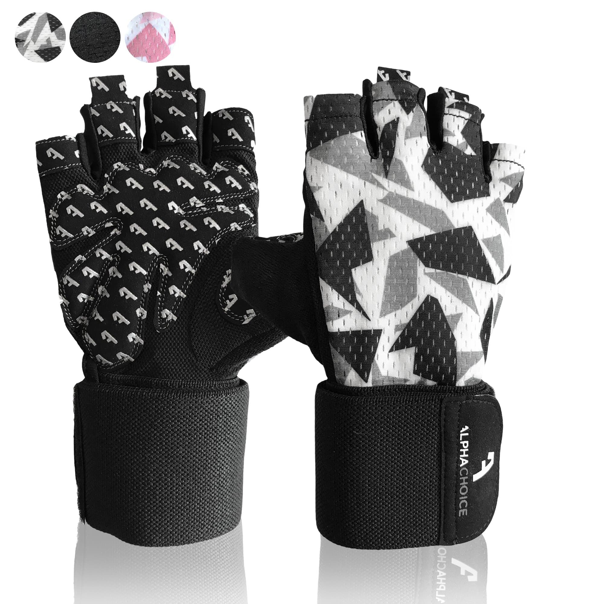 Alphachoice Breathable Gym Gloves, Full Palm Protection, Grip & Anti-Slip Weight Lifting Gloves for Workout, Training, Fitness, Bodybuilding and Exercise - Men & Women