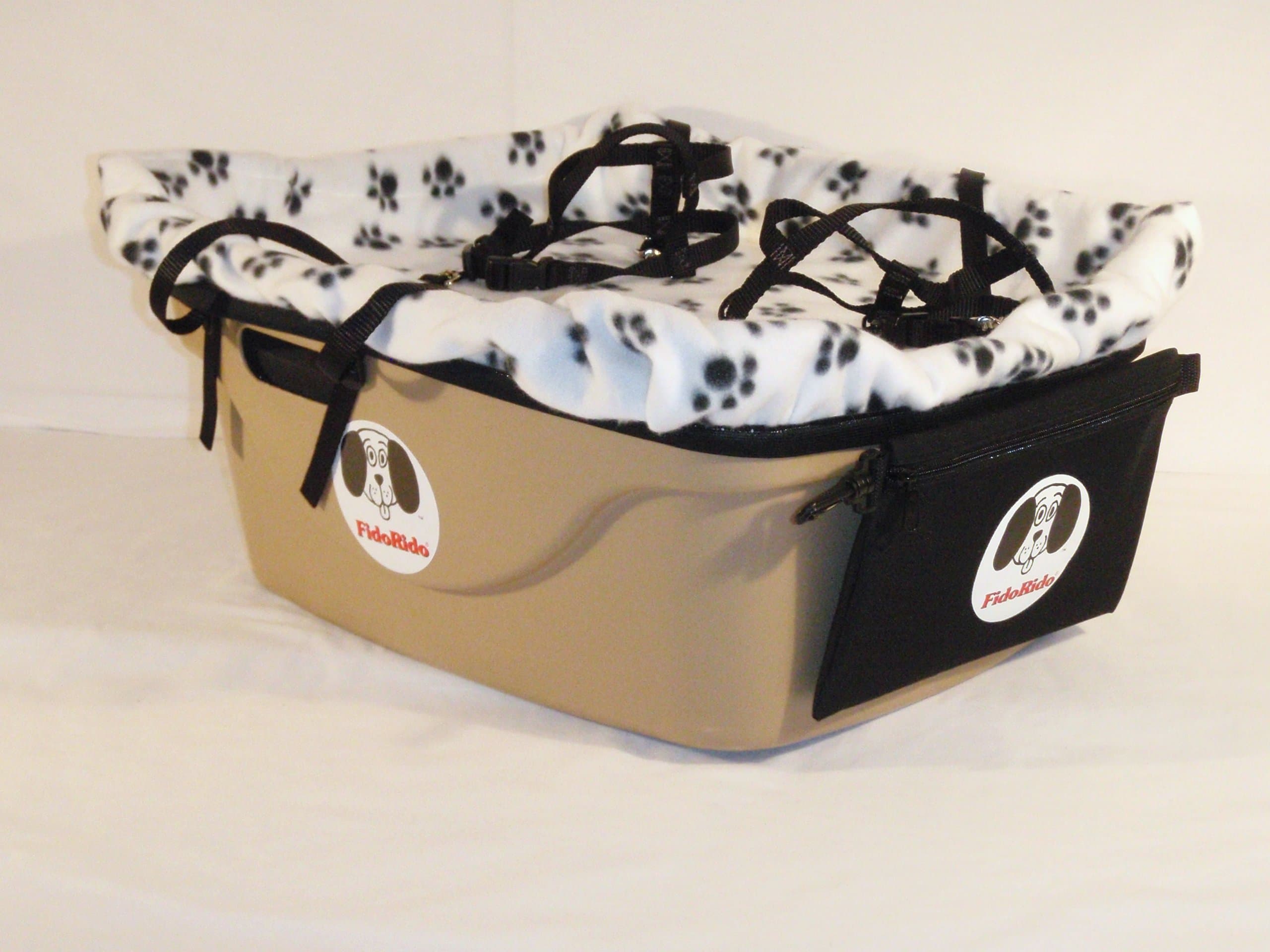 2 Seater Dog Car Seat Finish: Tan, Harness Sizes: Large and Large, Lining Color: White