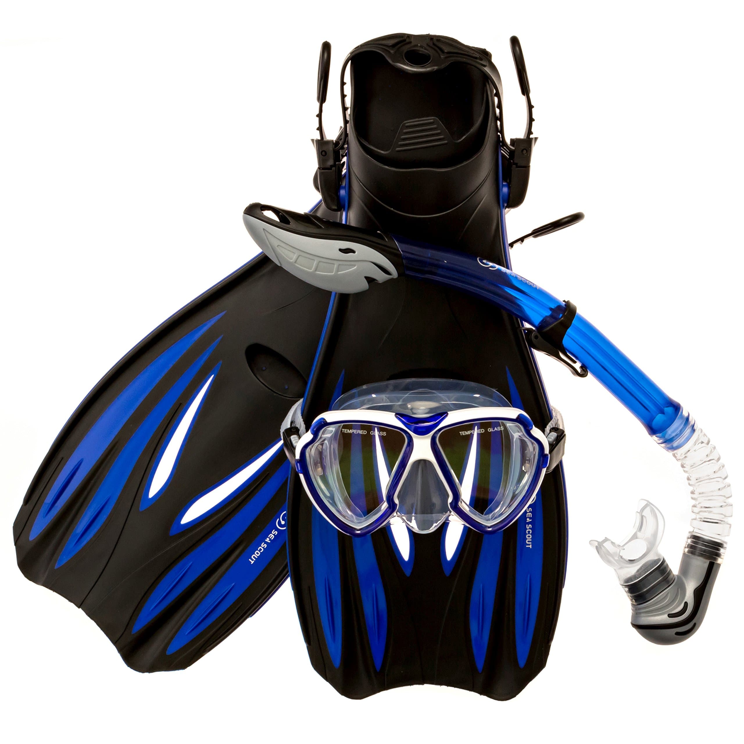 Sea Scout Adult Snorkeling Set - Dry-top Snorkel/Fins/Mask