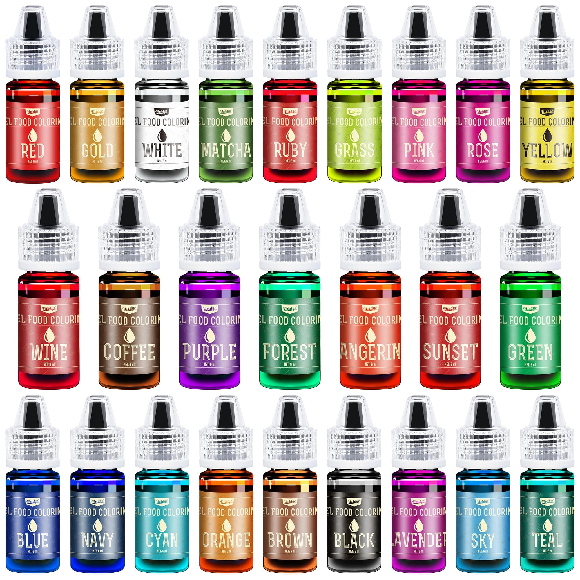 26 x 6ml Gel Food Colouring