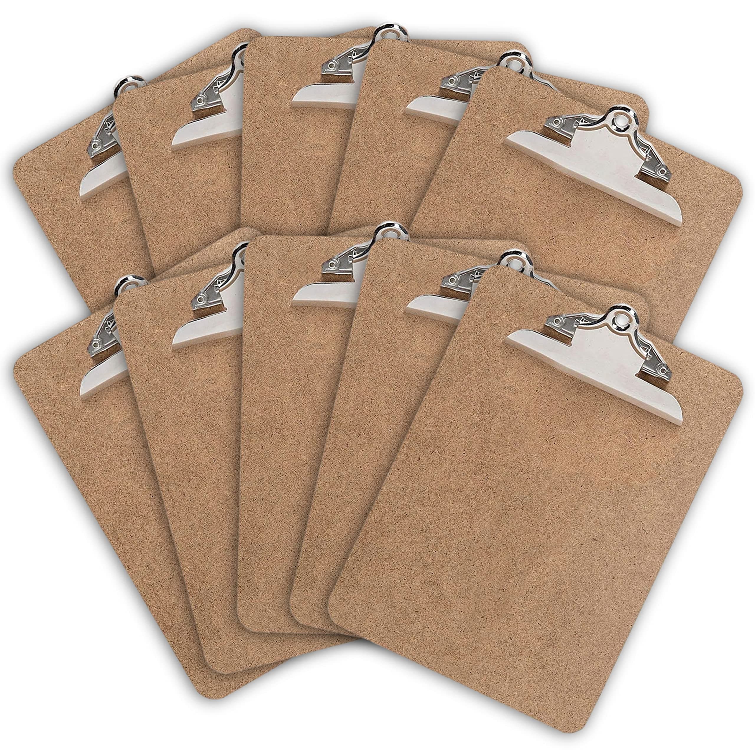 Letter Size Clipboard with Butterfly Clip (Pack of 10) - 9'' x 12.5'' Large Wood Clipboards for Classroom, Clipboards for Kids | Hardboard for Office, College, Teacher & Back to School Supplies