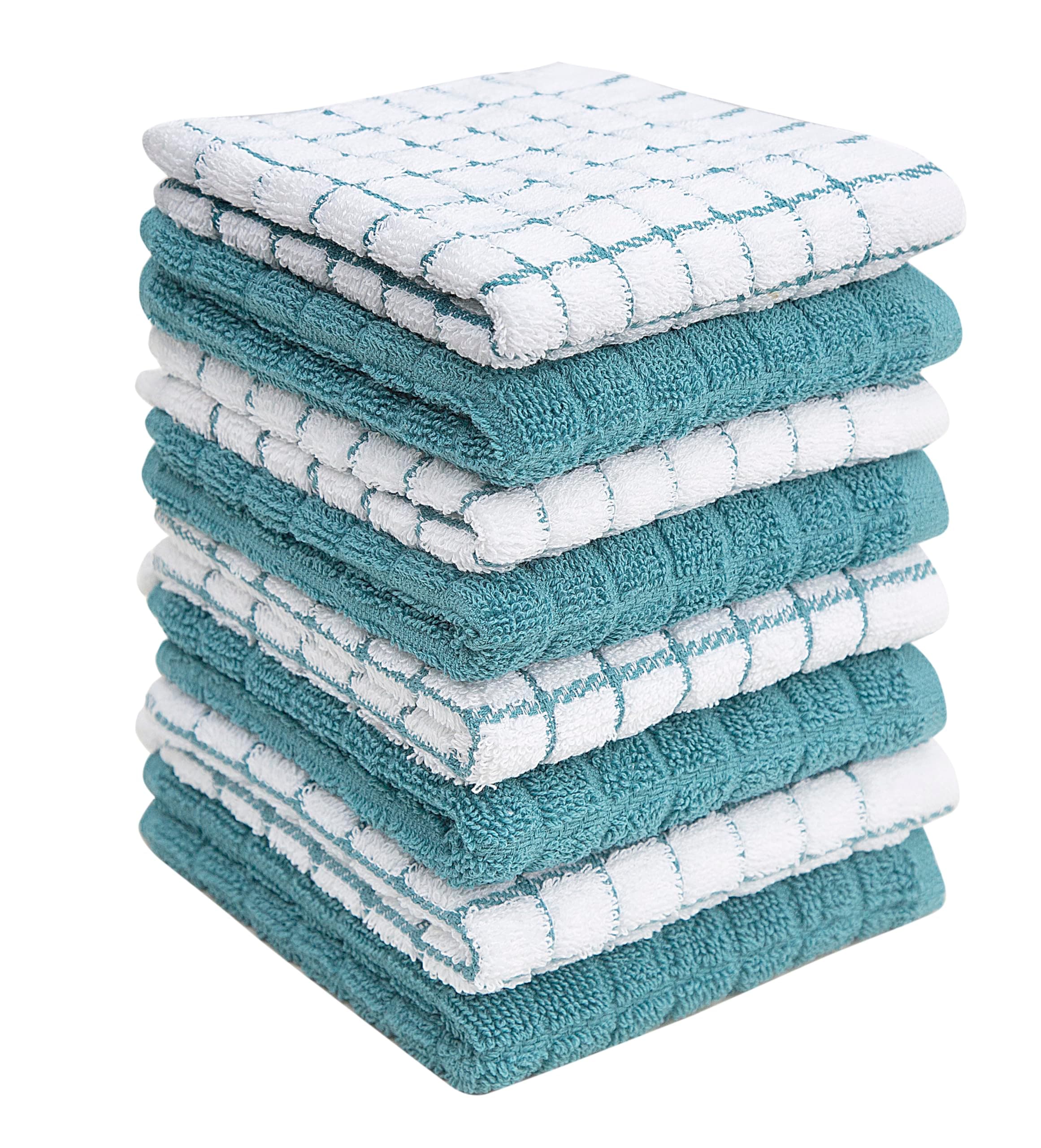 Bumble Dish Cloths (8 Pack) | 12" x 12" | 100% Cotton Kitchen Towels | 405 GSM | Soft, Highly Absorbent & Durable Dish Towels for Kitchen | Aqua